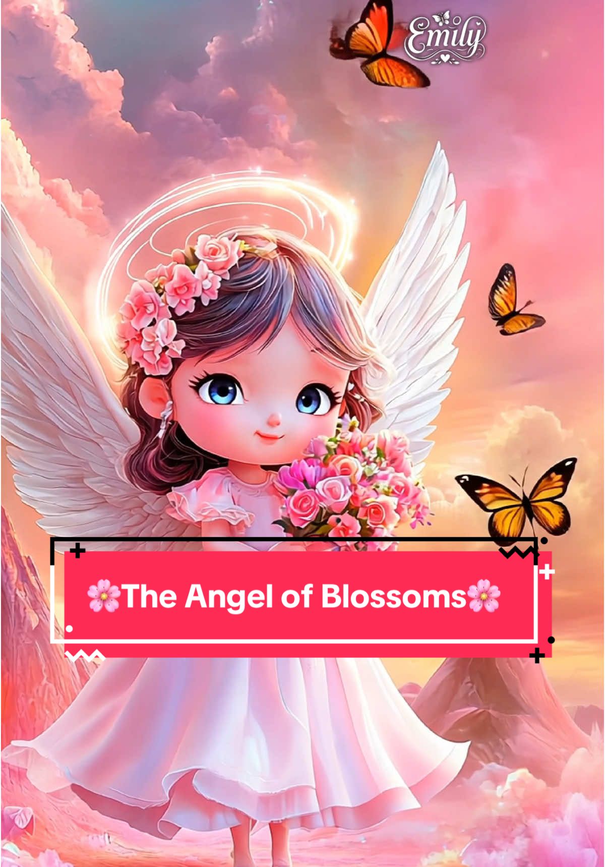 🩷✨🪽In a magical sky filled with soft clouds and fluttering butterflies, a little angel of love holds a bouquet of blooming flowers. Her warm smile and glowing aura seem to whisper hope and joy into the air. 🌼🦋 ✨ What do you think of this angelic moment? Let me know what magical scenes you'd like to see next! #AngelicVibes #MagicalMoments #ButterflyDreams #CuteAndMagical #FantasyArt #TikTokInspo #DreamyScenes #HeavenlyBeauty #PastelAesthetic #SpreadTheMagic #livewallpapers #emilylands #emilysland #emilys_lands #wallpaper#livewallpaper#4kwallpaper #hdwallpapers #fyp#public #screen