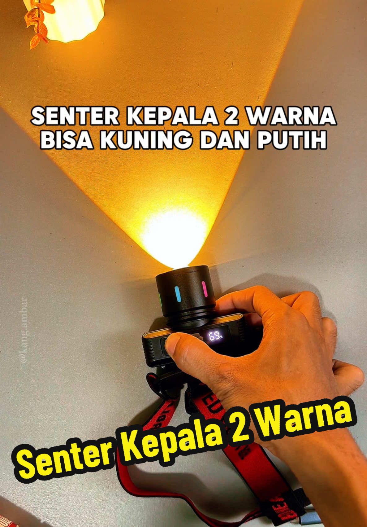 Senter kepala 2 warna. Cahaya bisa putih dan kuning. #senterkepala #senterkepala2warna #senterkepalamurah #senterkepalasuperterang #megaguncang1212 