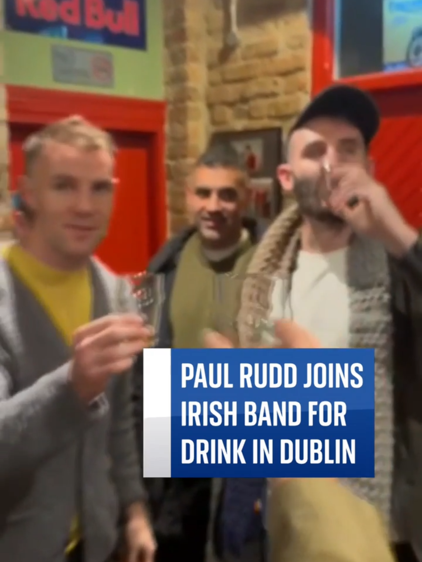 The Hollywood actor gathered with the band before they were due to perform and sang with them. #paulrudd #ireland #irishband