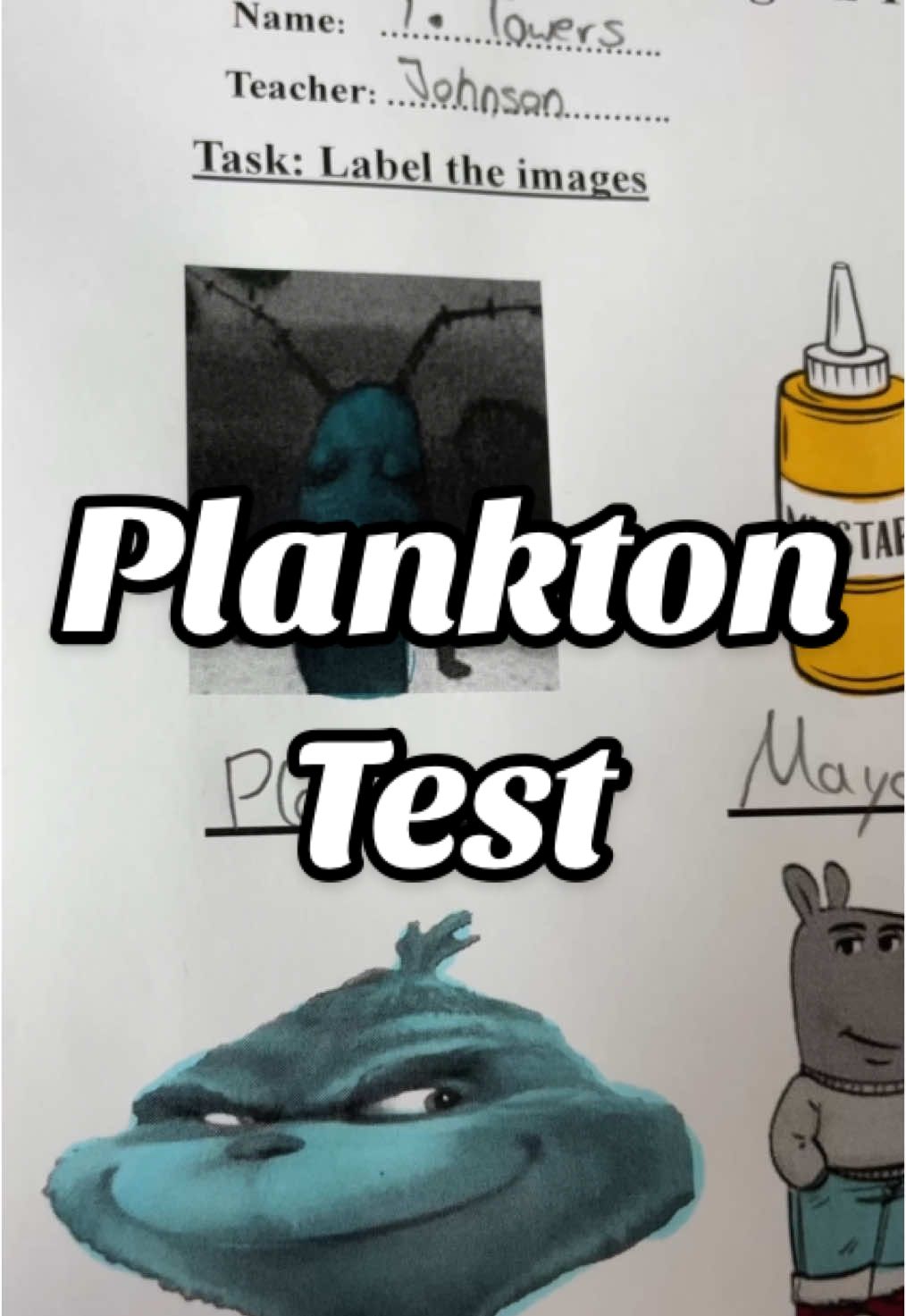 Plankton Auughh 👨‍🏫🙏 #school #test #teacher #correction #plankton #hawktuah 