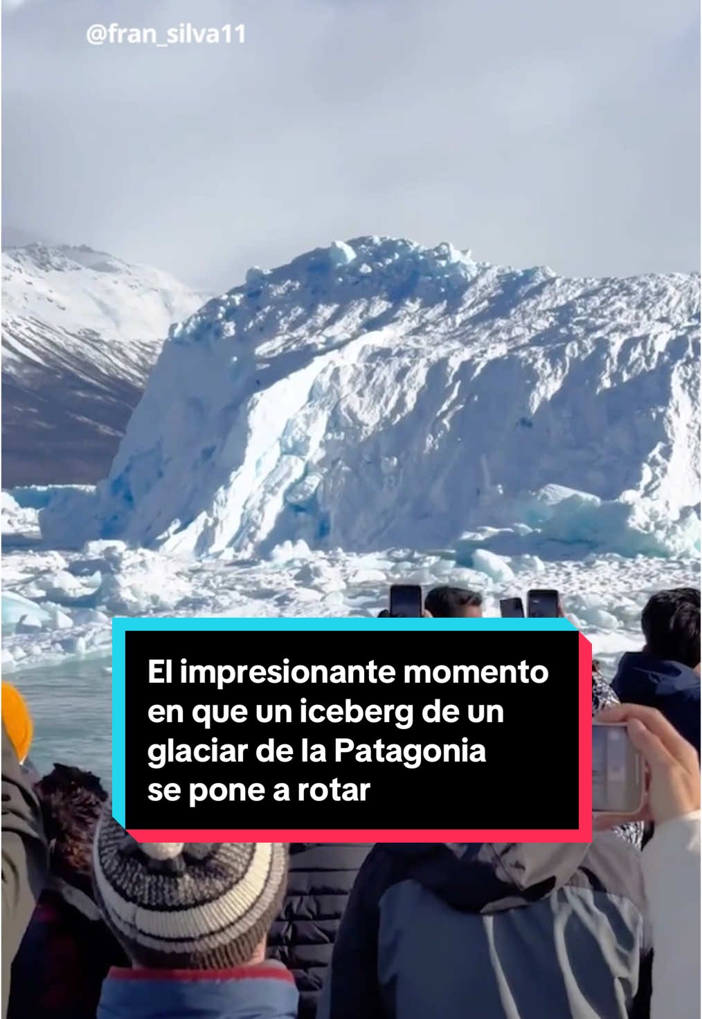 👉 Se trata del Glaciar Upsala, reconocido como uno de los más grandes del mundo y el tercero más largo de Sudamérica. El instante fue capturado por un joven argentino el año pasado. 📹 fran_silva11 #glaciar #patagonia #argentina #galciarupsala #iceberg