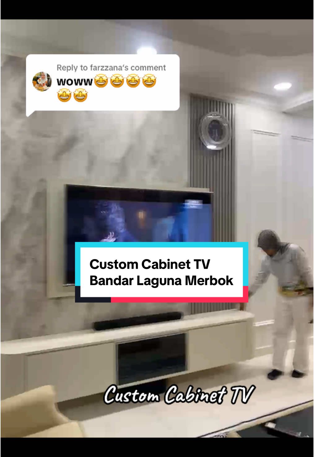 Replying to @farzzana custom cabinet TV #kabinettv #customkabinettv #interiordesign #cabinettv 