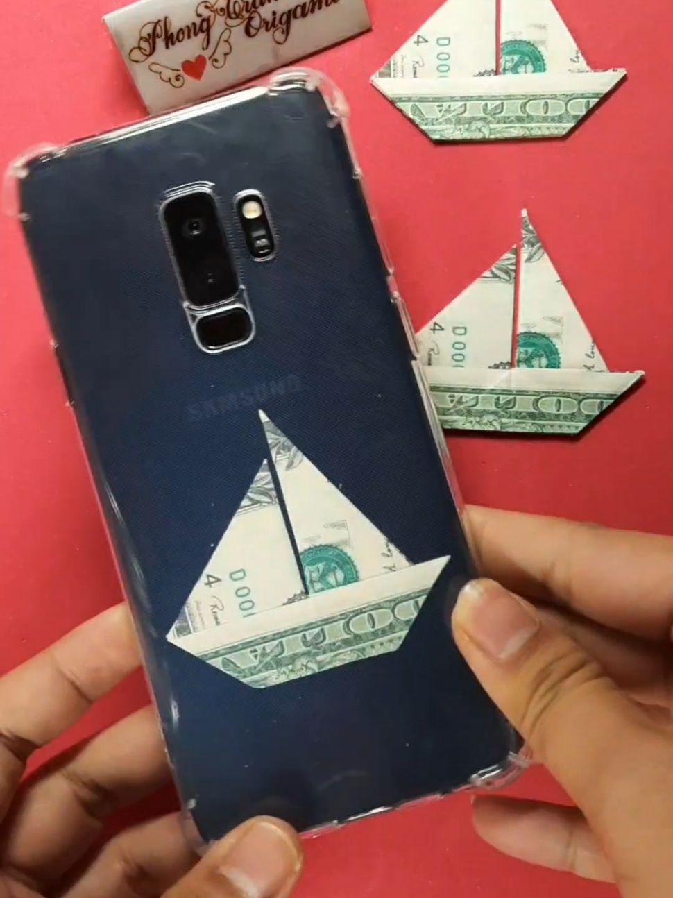 Dollar origami sailboat @Phong Pé Pỏng  #origami #dollarorigami #phongtranorigami #moneyorigami #howtofold 