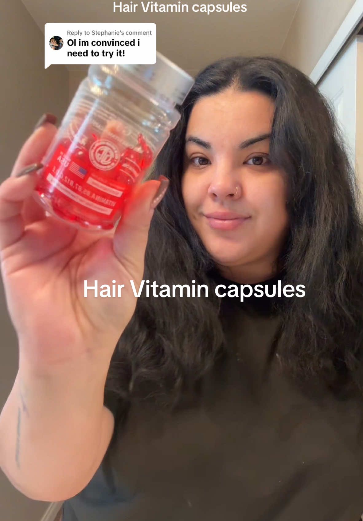 Replying to @Stephanie currently 3.99 for a bottle of this magic!!  if you want less frizz, and more shine think you should deff try these!  #hairvitamins #hairserumviral #hairserum #hairvitamincapsules  #healthyhair #damagedhair #damagedhairrepair #flutterlabsaffiliate 