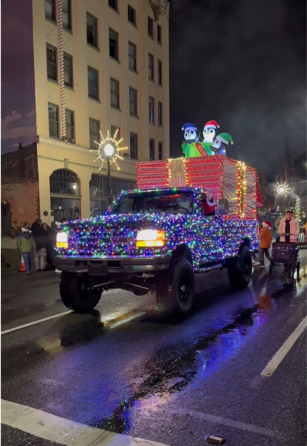 6 hours, 3,500 Christmas lights, 5 sheets of plywood, 3 rolls of tape, 2 rolls of wrapping paper, and a really slow drive to the parade. After building The Polar Express parade float, I realized I needed somewhere to store enough chocolate for 3,000 people, so the day before the parade I decided to toss this together! Thankful for an amazing community that puts on these fun events for my friends and family to be apart of! #DIY #trucklights #christmastruck #christmas #parade 