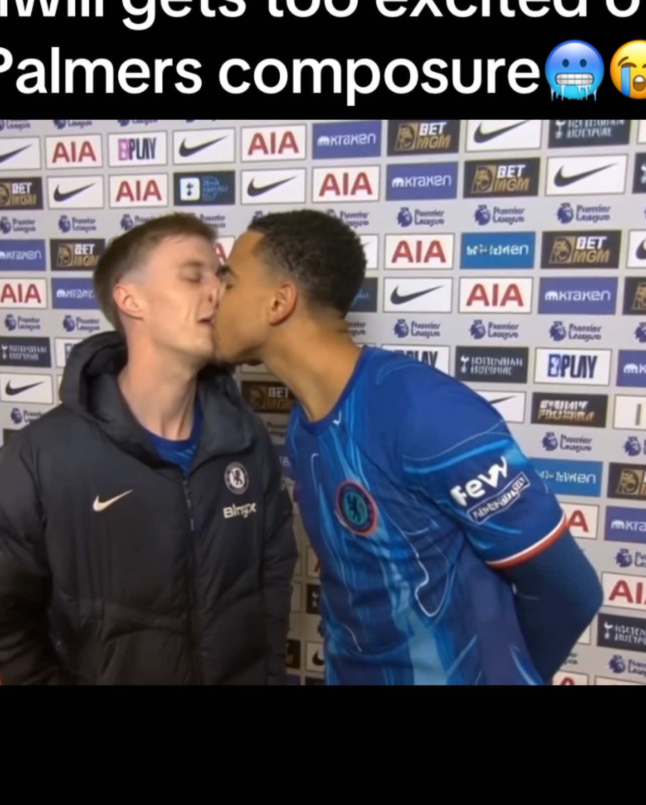 THEY KISSED !🥶😭 #colepalmer #cold #levicolwill #chelsea #futbol⚽️ #football #fyp 