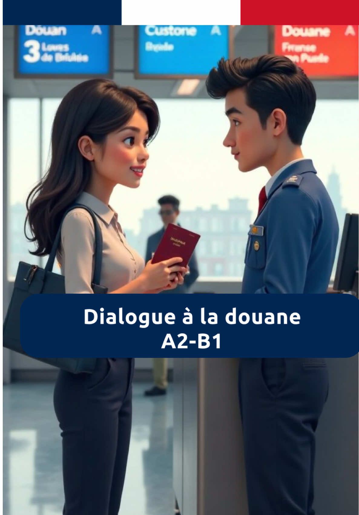 Dialogue à la douane. A2–B1. #FrenchForBeginners #FrenchLearning #FrenchDialogue #french #learnfrench #françaispourdébutants #ApprendreLeFrançais #ConversationFrançaise #FrançaisLangue #VocabulaireFrançais #françaisfacile #pratiquerançaise #languefrançaise #françaisfacile 