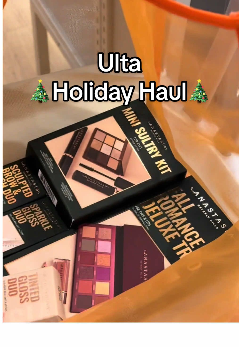 Who doesn’t dream of a holiday haul from @Ulta Beauty? 🎁✨  Which one feels so you? 🎄 Fall Romance Deluxe Trio: Fall Romance Palette + Lip Velvet in Peachy Nude + Lip Liner in Hazelnut 🎄 Mini Sultry Kit: Mini Sultry Palette + Lash Sculpt 🎄 Tinted Gloss Duo: Lip Gloss in Tan Rose + Caramel 🎄 Sparkle Lip Gloss Duo: Lip Gloss in Honey Diamond + Amber Sparkle 🎄 Sculpted Brow & Lash Duo: Lash Sculpt + Brow Freeze Gel #ABHLipVelvet #ABHHOLIDAY #ABHTTS #TikTokShopHolidayHaul #TikTokShop #ABH #fallmakeup #wintermakeup #eyeshadowtutorial