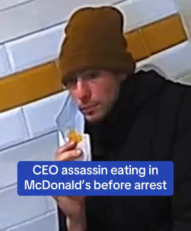 Luigi Mangione was seen eating a McDonald's hash brown just before he was arrested for murdering Brian Thompson. The alleged CEO shooter was seen eating with his mask down at the fast food restaurant in Altoona, Pennsylvania, just before he was arrested on Monday morning. The images were released by Pennsylvania State Police suggesting they may have been taken on a bodycam. Mangione, 26, is being held at a nearby correctional facility while awaiting extradition back to New York City to face murder charges. 📸PA State Police #news #assassin #newyork #crime #cop 