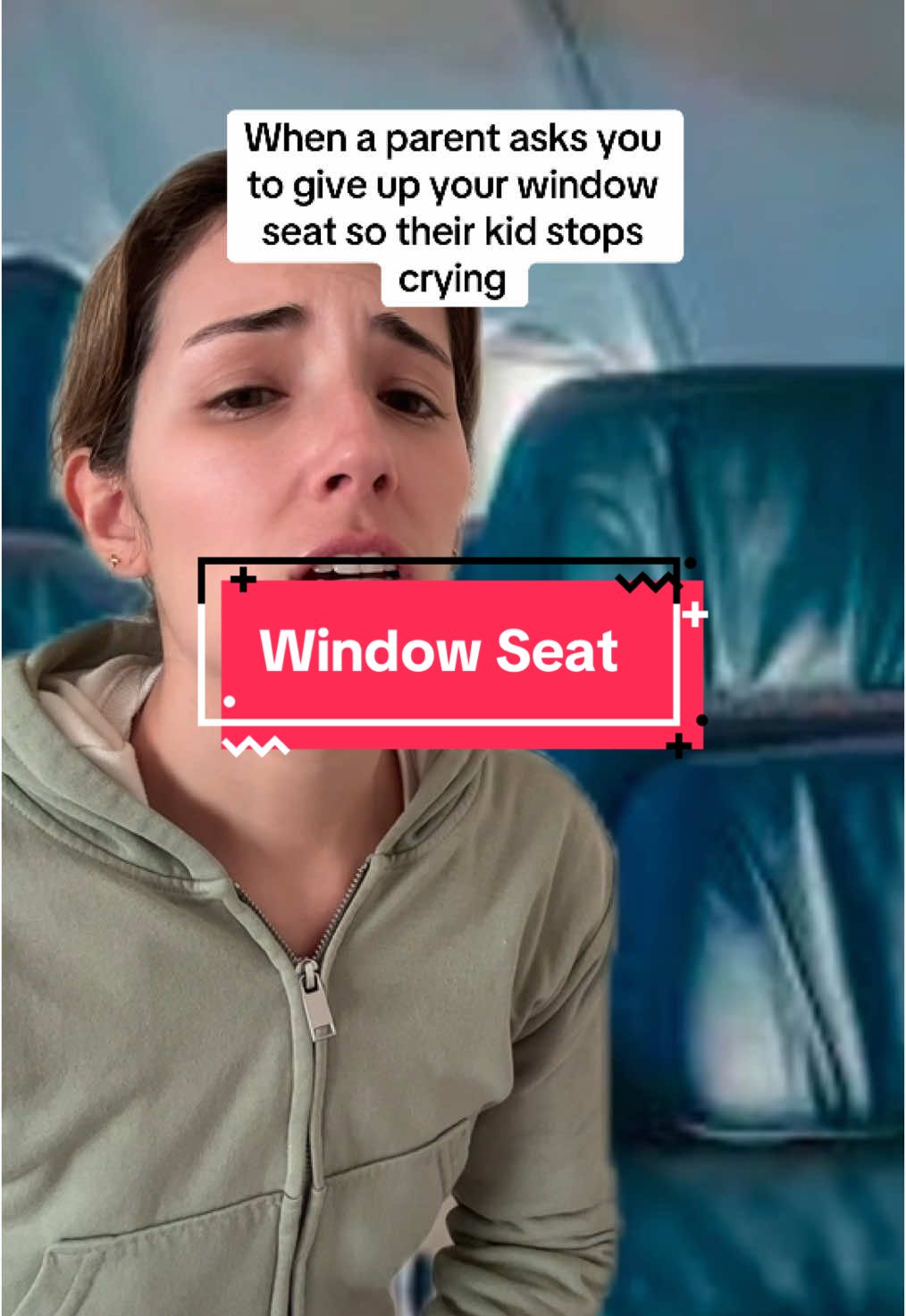 When someone asks you to give up your good airplane seat #airplane #windowseat  #parent #boymom #travel #skit #sketch #airtravel #flightattendant #greenscreen 