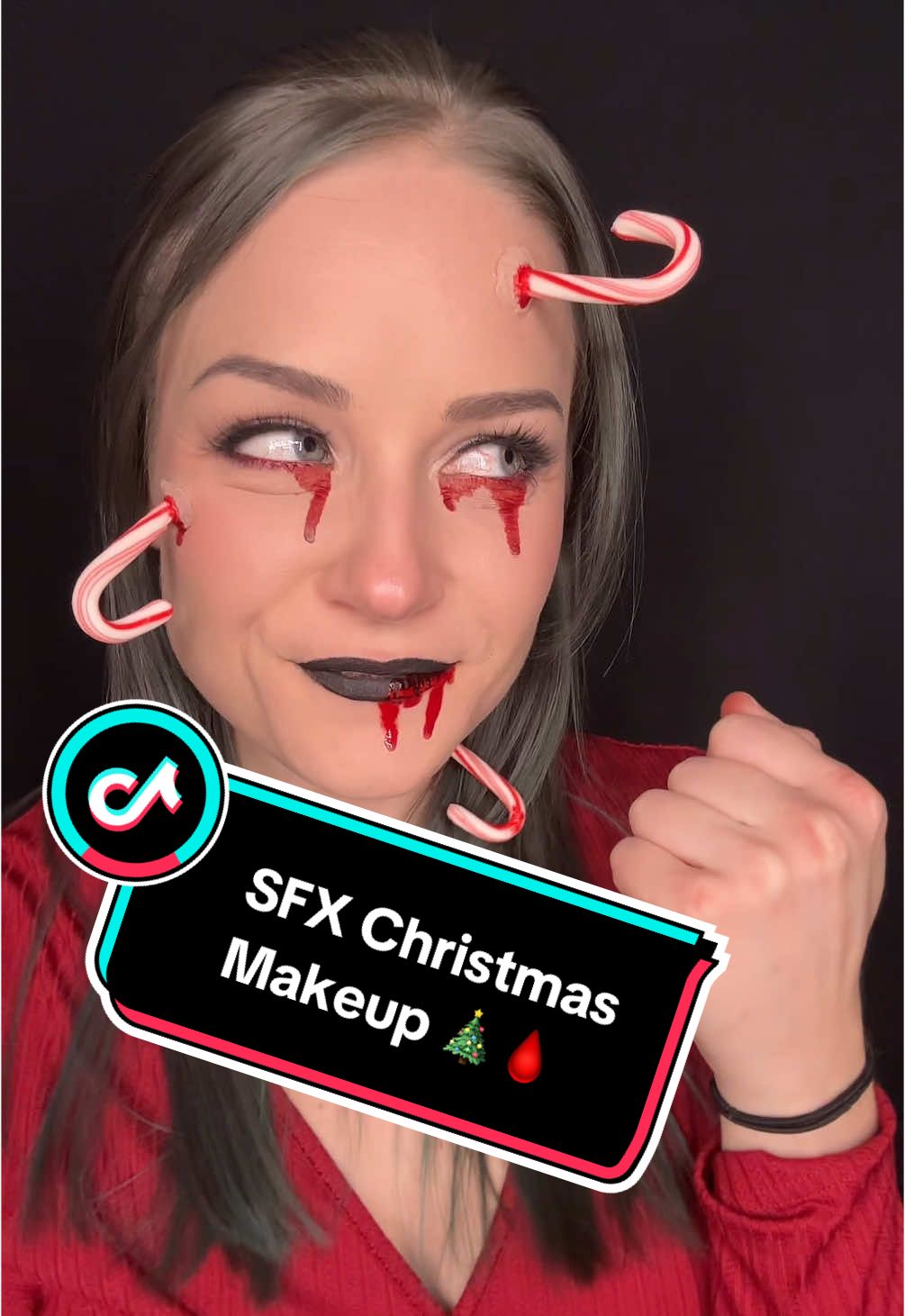 Picked a fight with the wrong elf 😅 ❤️🤍 #fakeblood #christmassfxmakeup #makeup #sfxmakeup #fypage 