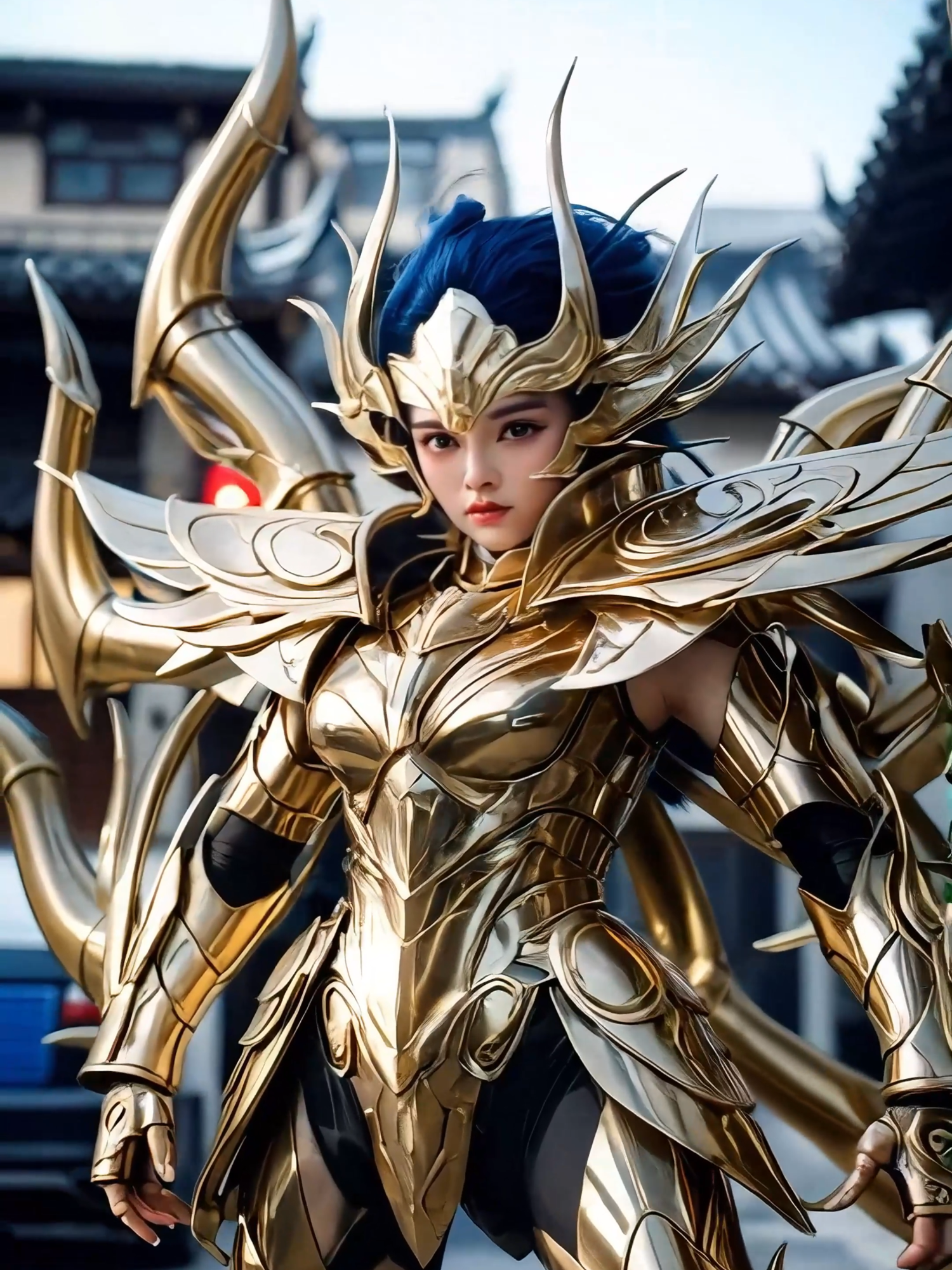 Cancer god golden armor #saintseiya #cosplay #ai