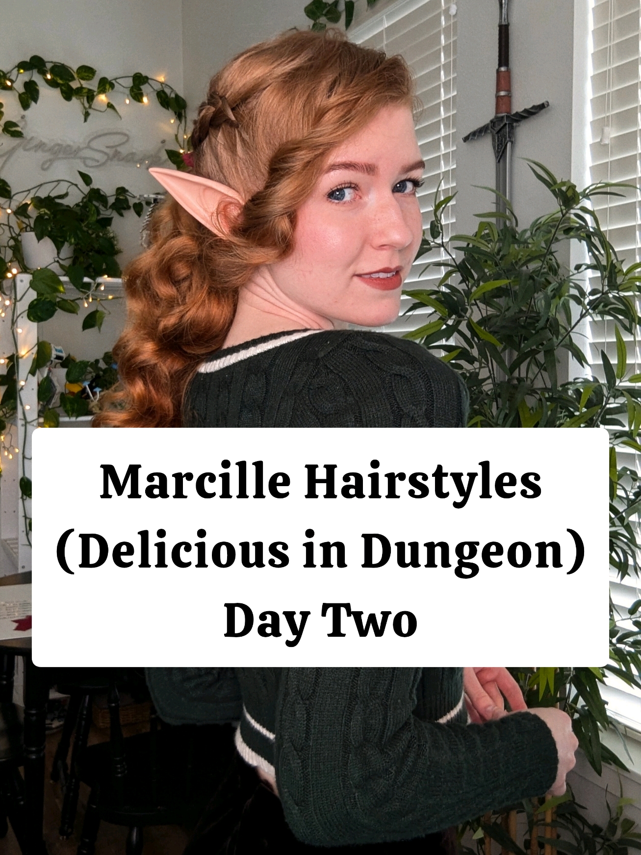 Day two of styling my hair like Marcille from Delicious in Dungeon/Dungeon Meshi!! This ponytail is SO CUTE and honestly a great way to deal with longer hair. It gives it so much more volume too 🤩  #deliciousindungeon #dnd #dungeonmeshi #marcille #elfhair #longhairstyles #hairtutorials #fantasyhairstyles 