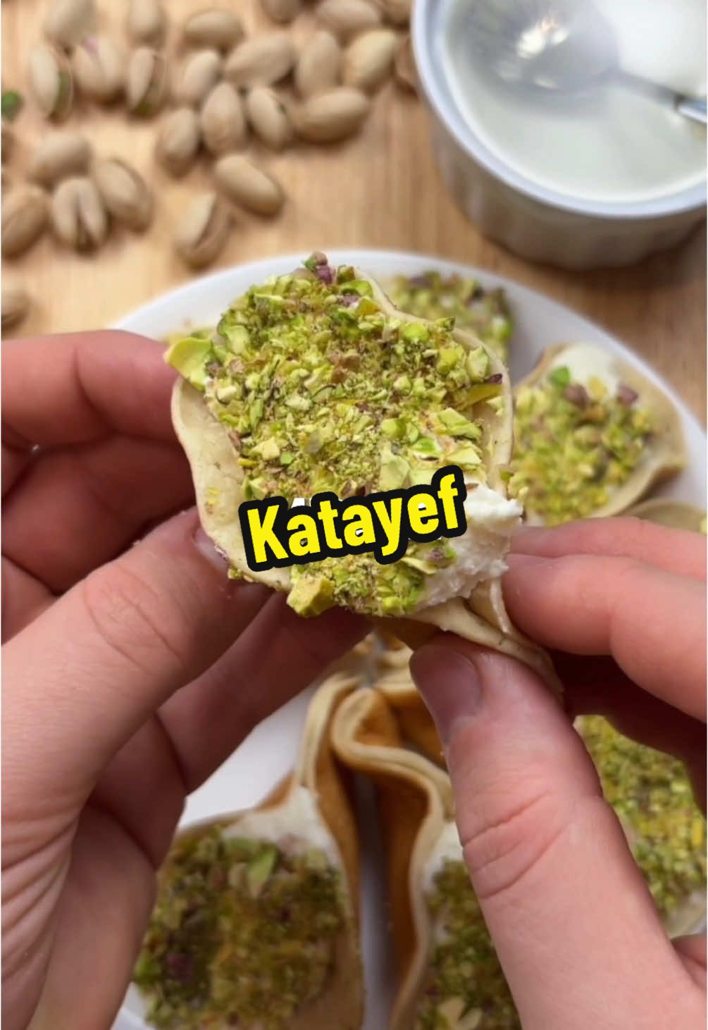 Katayef (Ashta filled pancakes) - Recipe in bio soon! #katayef #lebanesefood #dessert