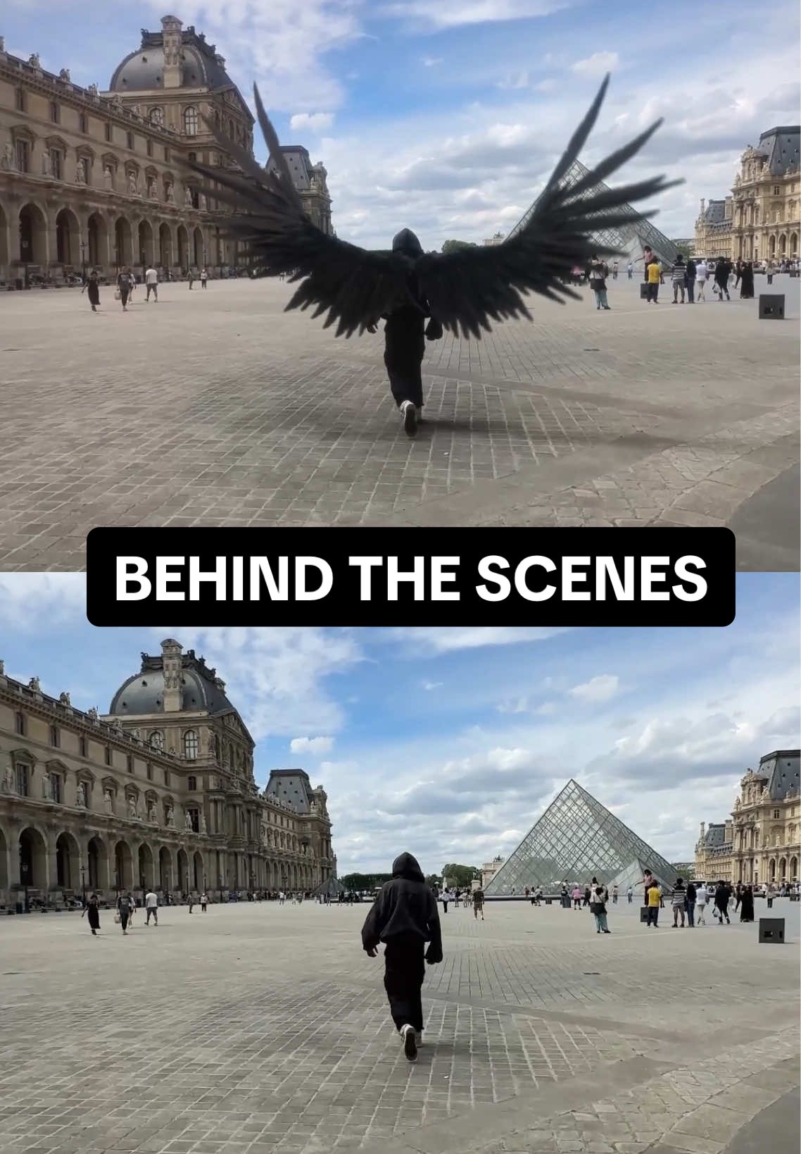 Behind the scenes  #angel #lucifer #wings #vfx #engel #visualeffects #aftereffects #blender #raven #shadowhunters #fyp #povs #paris #louvre