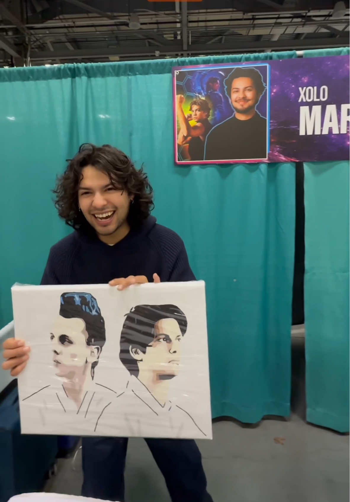 This is the second time I give @Xolo Mariduena a painting and he remembered me! 🙌🏽🎨 #artist #cobrakai #xolomaridueña #fyp