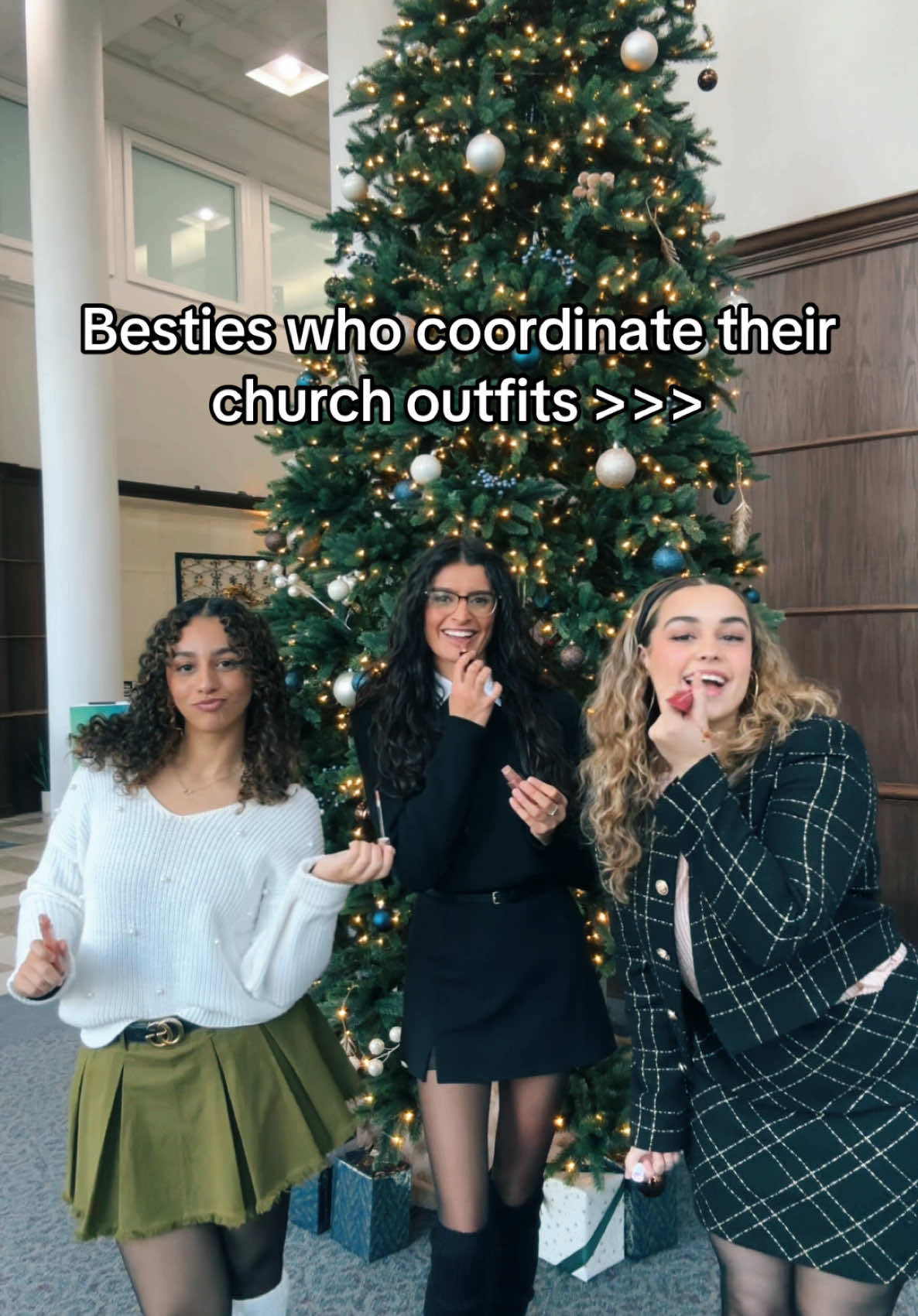 For some reason we decided to dress so demure 😂 #OOTD #StyleInspo #GRWM #CozySeason #HolidayAesthetic #BestiesGoals #SquadVibes #ChurchOutfitCheck #SundayStyle #MatchingFits #WinterVibes #ChristmasCountdown #HolidayCheer #NewYearReady #FestiveFits @Becca Claire @Hailey Julia 