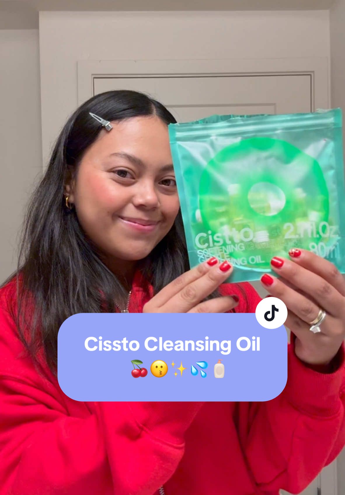 Cissto Cleansing Oil🍒💦✨🧴 una verdadera joya para cuando estas fuera y necesitas desmaquillarte, facil de usar y transportar🤌🏽! #cistto #cisttomakeupremover #makeupremovertips #makeupremoverhack #minimakeup #fyp #paratii 