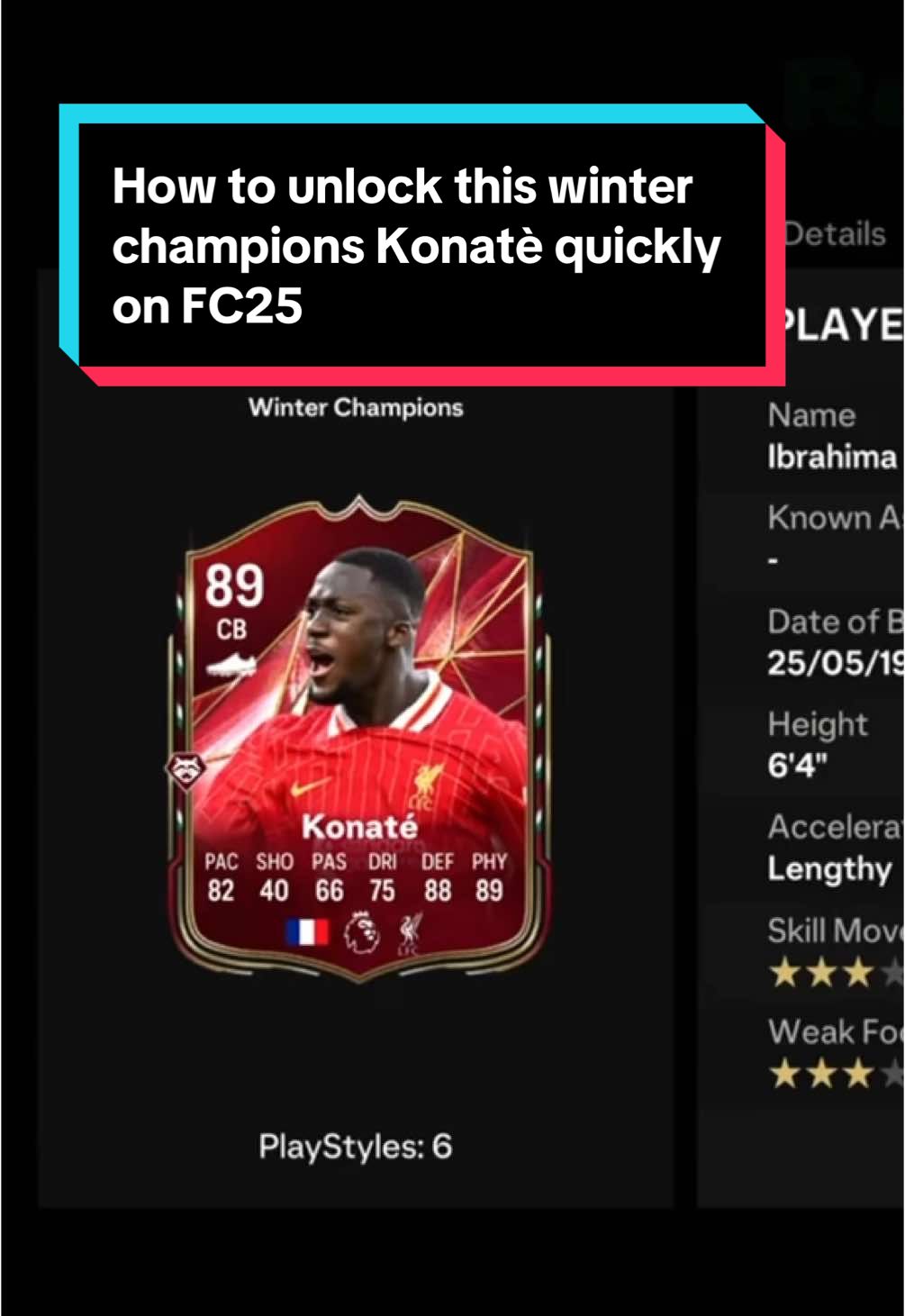 How to unlock this winter champions Konatè quickly on FC25 #fyp #fc25 #viral #goviral #blowthisup #ultimateteam #playstation #nostalgia #relatable #foryou #fypシ #makemefamous #fc25ultimateam #gaming #footballtiktok #chippychips 