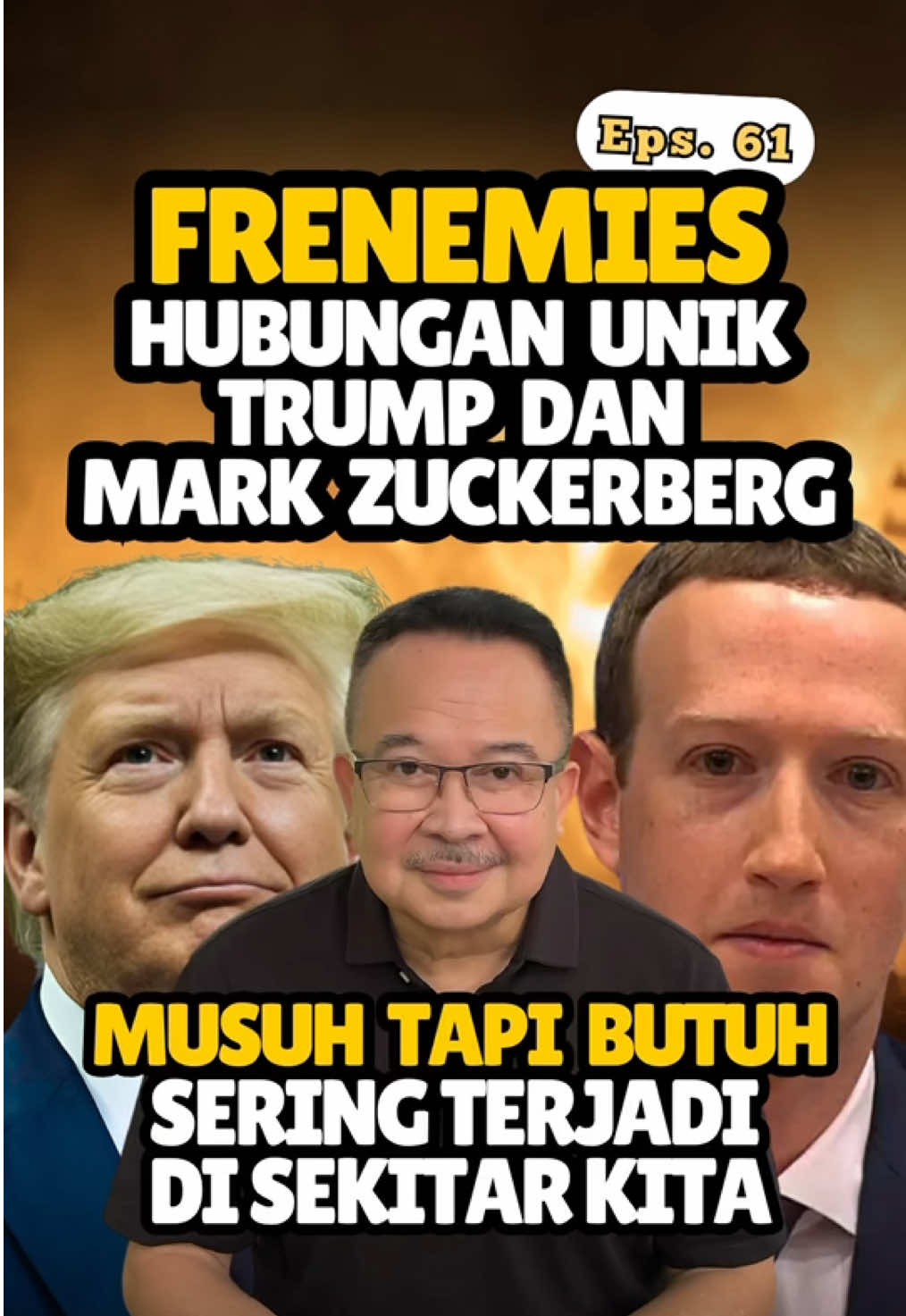 Beberapa waktu lalu kita saksikan Trump bertemu dengan Mark Zuckerberg Di tengah konflik dan perbedaan pandangan mereka, kali ini mereka terlihat bersama entah karena sebuah kepentingan atau lain hal.  Hal ini biasa disebut sebagai Frenemy kondisi dimana meskipun bermusuhan tapi kita sementara berteman karena saling membutuhkan. #StayRelevant