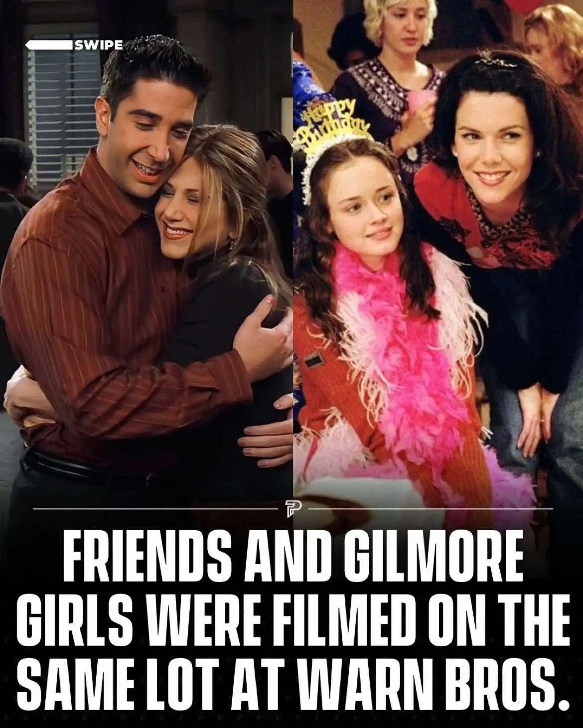 Central Perk and Luke’s Diner were filmed just blocks apart on the Warner Bros. lot in Los Angeles. 🎬 While it’s rumored that characters from Friends and Gilmore Girls shared outfits, costume teams clarified that both shows used the same rental company rather than trading wardrobes. #RoadTo16Million #Pubity 