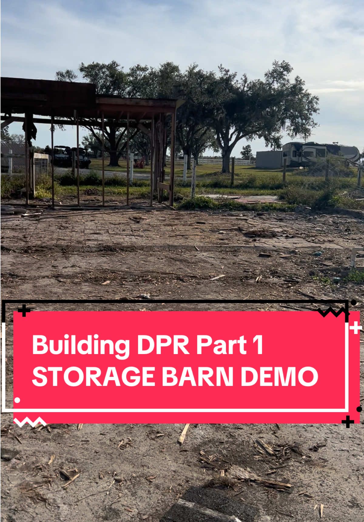 First on the list of many projects or as we like to call it “Building DPR”, storage barn demo. #horseranch #dragonpilotranch #ranchlife #florida #hurricanemilton #hurricanedamage #barndemo 