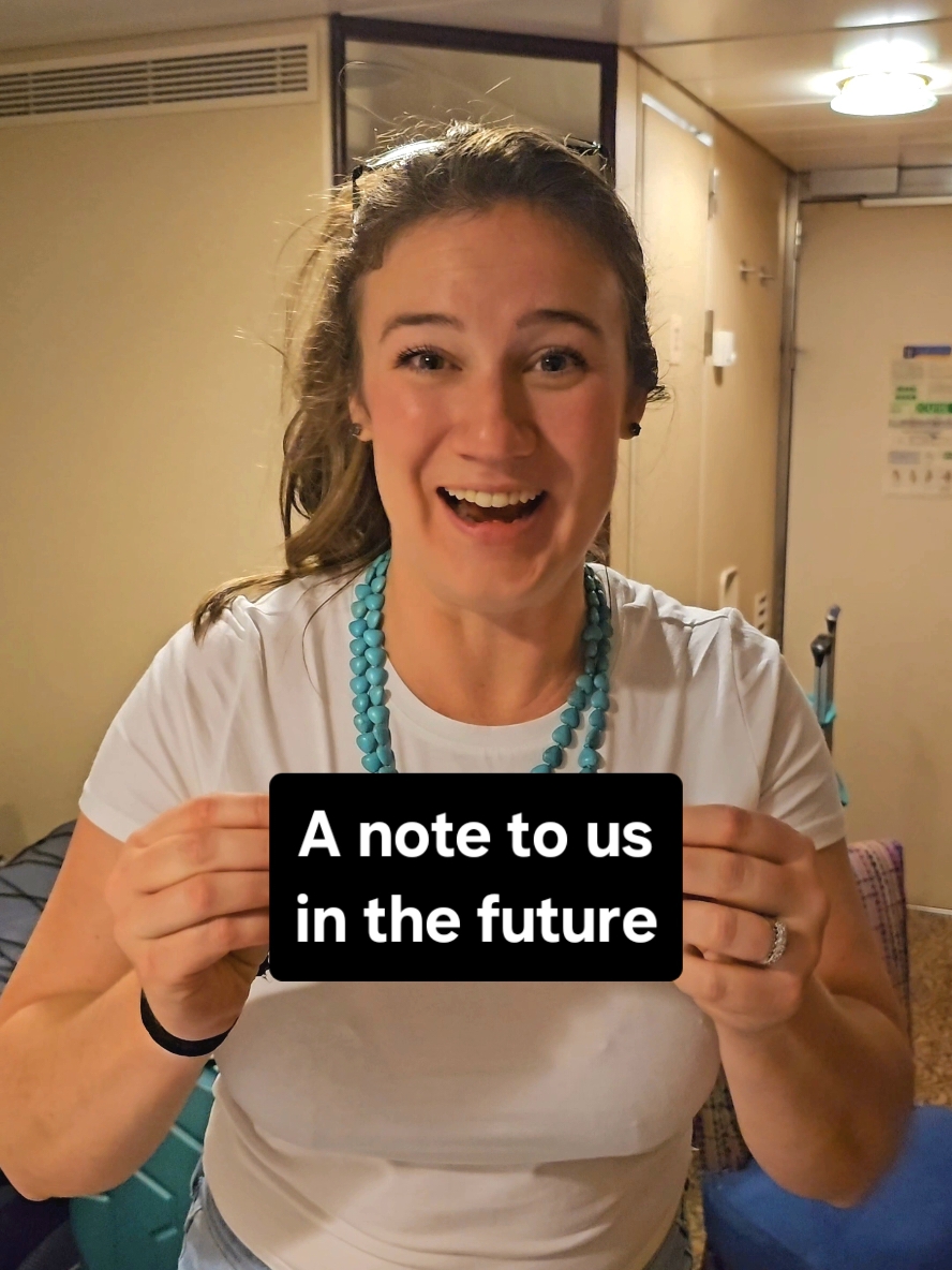 THE NOTE | On this day last year, I found the note I wrote to our future selves. It was up there in the ceiling of room #8635 on the Serenade of the Seas for 9 months before the world cruise started 😱 thank you to anyone who found it and left it there for us 🙏 #drjennytravels #worldcruiseflashback #worldcruisediaries #9monthcruise #serenadeoftheseas #royalcaribbean 