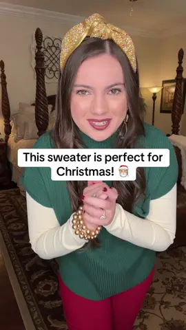 This sweater is perfect for Christmas! 🎅🏼 #christmassweater #greensweater #tiktokclothes #tiktoksweater #christmasootd #christmasoutfit #TikTokFashion #flashsale #sweatersale 