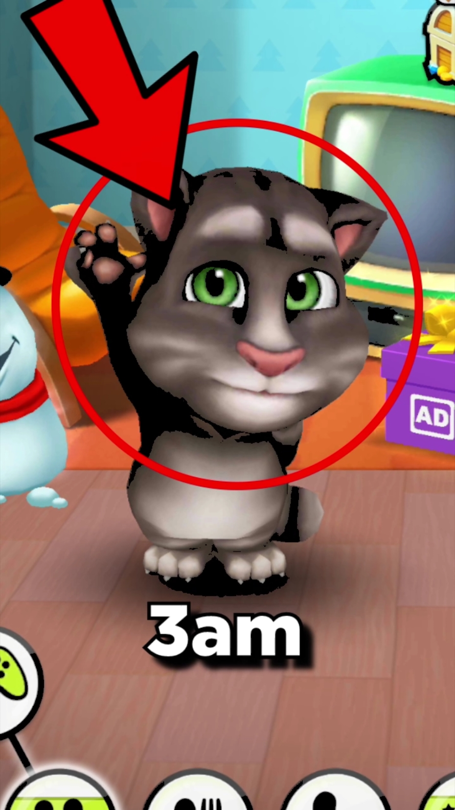 NUNCA JUEGUES CON MI TALKING TOM A LAS 3AM 😨 #talkingtom #talkingangela #shorts #miedo