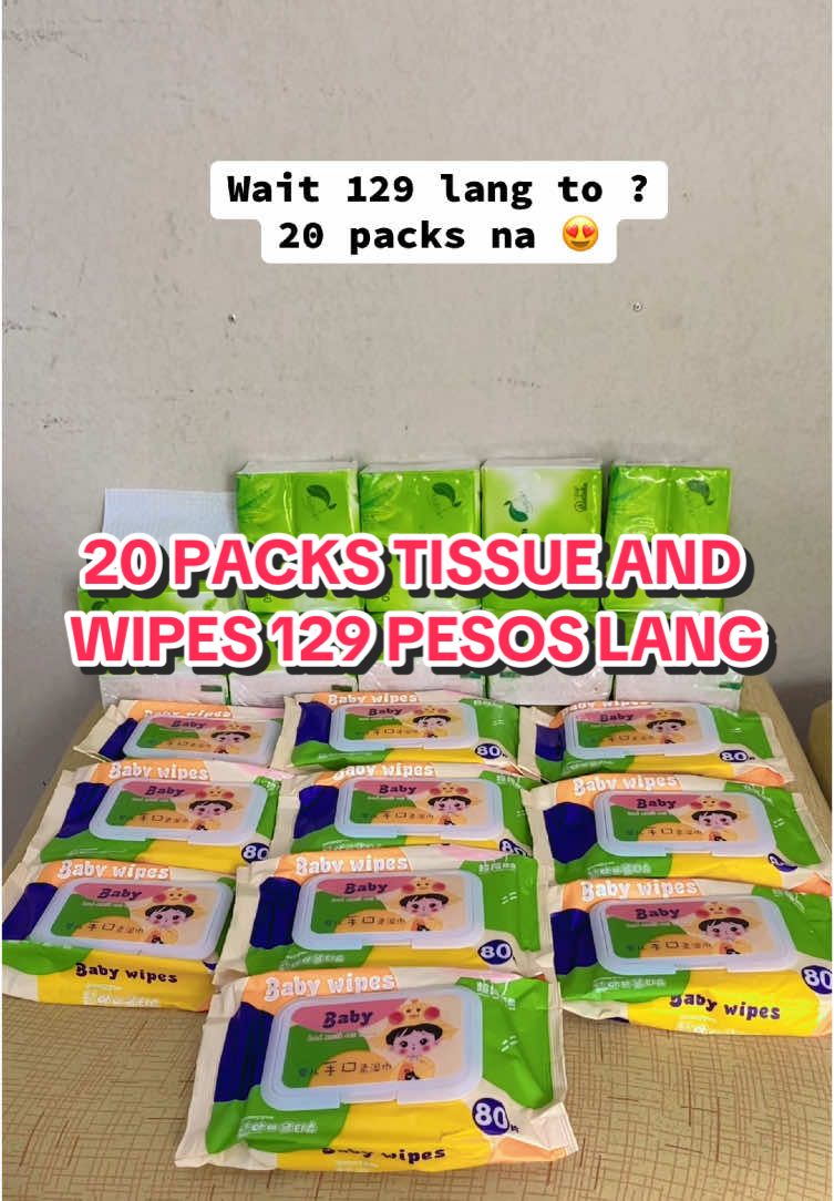 Grabe napakasulit 129 pesos lang 20 packs na tissue and wipes na ✨😍 #20packstissueandwipes #buy10get10tissueandwipes #fypage #fypシ゚ 