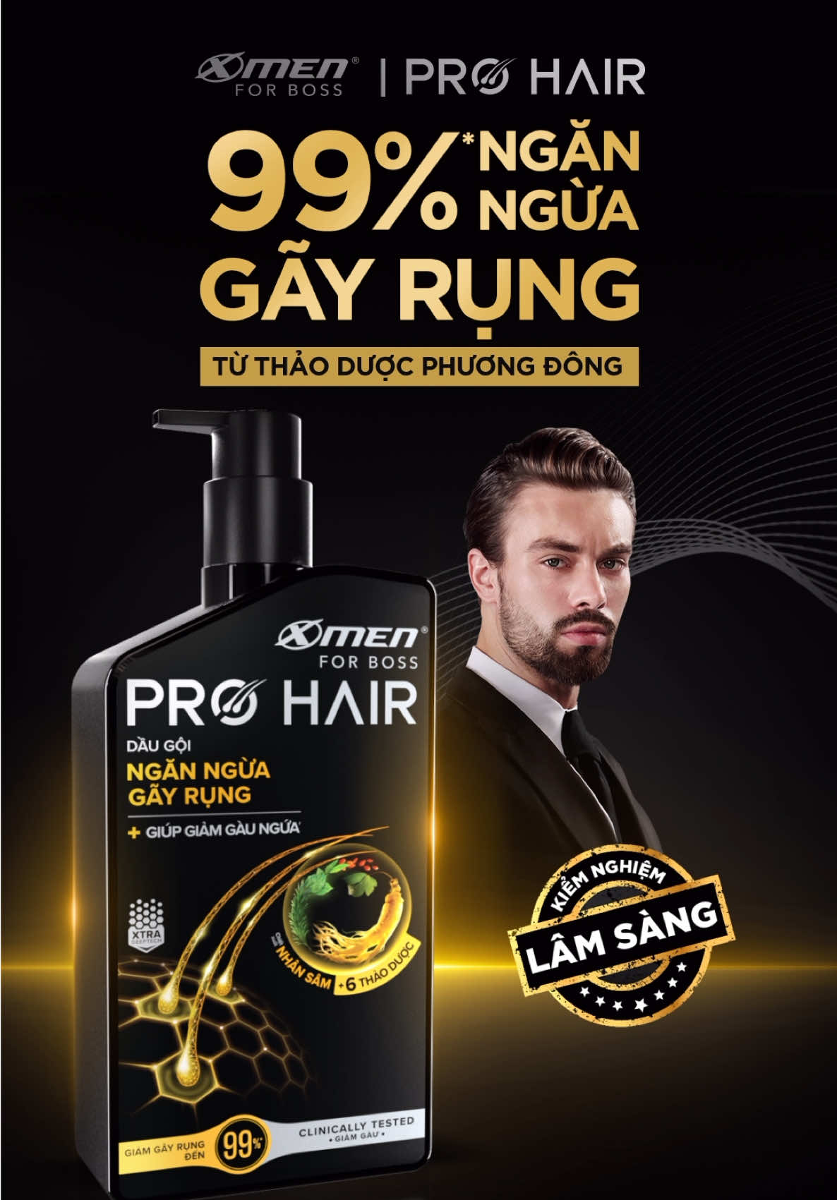 Dầu gội thảo dược X-Men For Boss Pro Hair Mới! Với chiết xuất nhân sâm và thảo dược phương Đông giúp ngăn ngừa gãy rụng đến 99% #xmenforboss #prohair #daugoithaoduoc #giamrungtoc #sachgau 