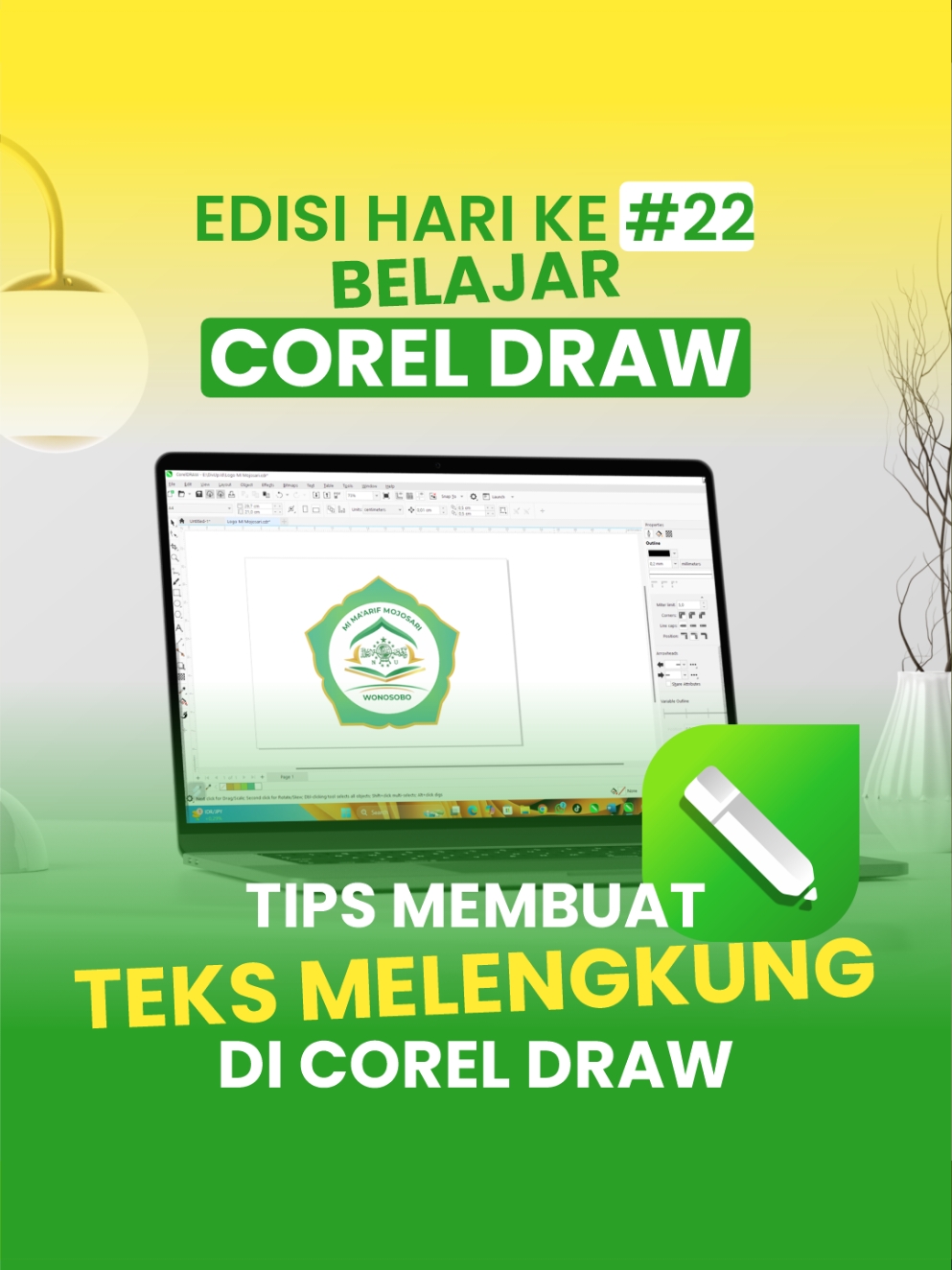 Day 22 - Belajar Membuat Teks Melengkung ⚡ #day22 #tipsandtricks #coreldraw #desaingrafis #desain #corel 