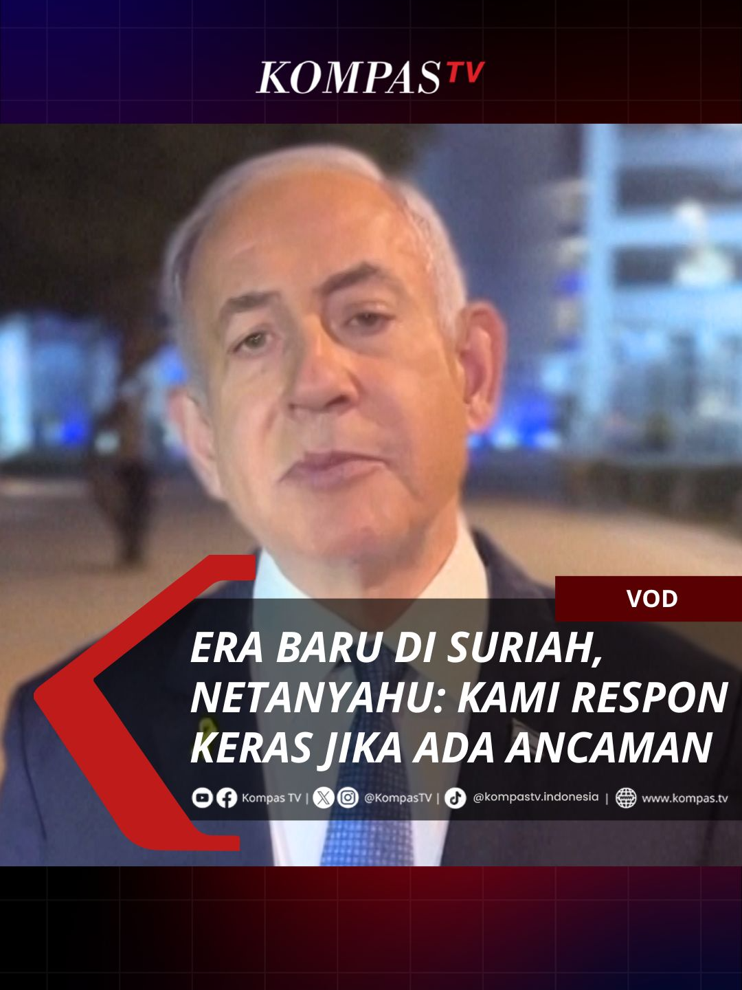 Perdana Menteri Israel, Benjamin Netanyahu, menyampaikan sikap terkait perkembangan politik di Suriah pasca-pergantian rezim. Dalam sebuah pernyataan, Netanyahu mengatakan bahwa Israel tidak akan campur tangan dalam urusan internal Suriah, tetapi akan melakukan langkah-langkah strategis demi menjaga keamanannya. Simak berita lainnya di kompas.tv #VODKompasTV #TikTokBerita