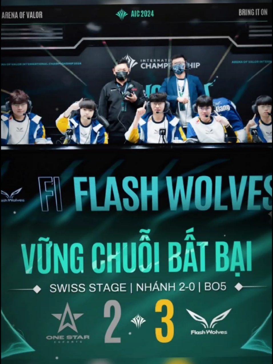 Khác gì chấp 2 ván đâu? 🫣 #AIC2024 #BringItOn #FlashWolves #OneStaresports #SwissStage #lienquanmobile_garena 