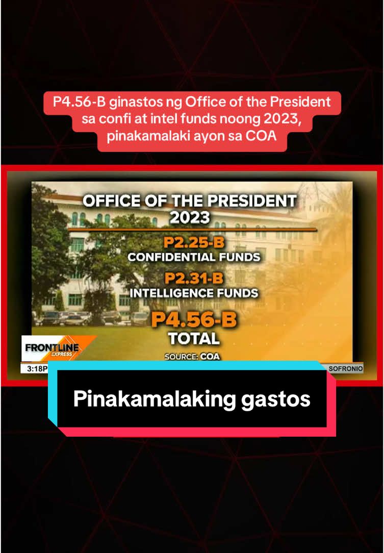 Lumalabas sa report ng Commission on Audit #COA na all-time high ang paggasta ng mga ahensya ng gobyerno ng confidential funds noong 2023. Base sa datos, Office of the President ang may pinakamalaking nagastos. #News5 #NewsPH #SocialNewsPH #BreakingNewsPH   