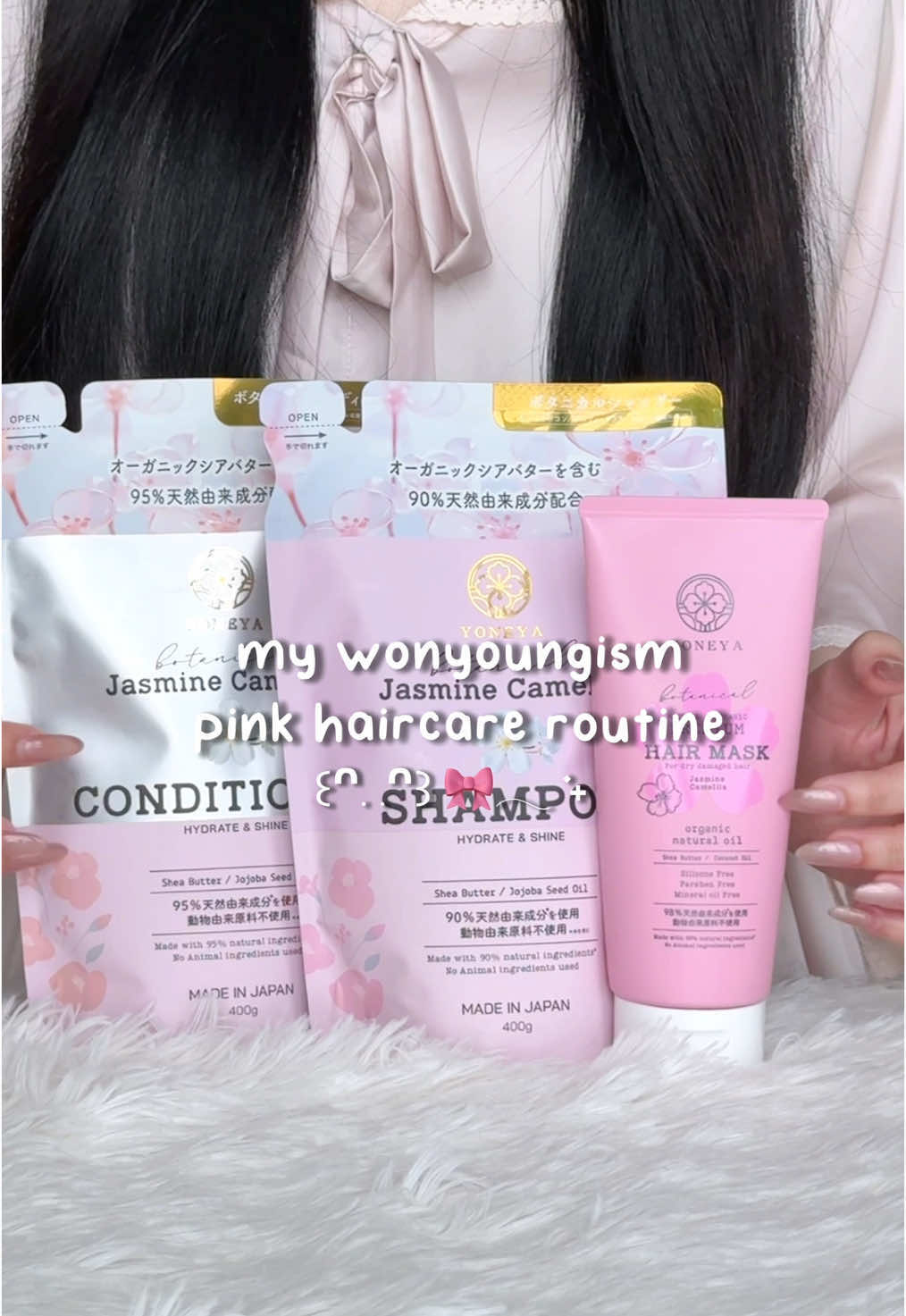 Dưỡng tóc gới pink routine từ nhà @yoneya.beauty 💖🧸 #haircare #hairtok #hairtips #wonyoungism #BeautyTok #japanesehaircare #yoneya #yoneyagirl #tocdep #duongtoc #chamsoctoc #goctocdep #goclamdep #phuchoitoc #meolamdep #fypシ゚ 