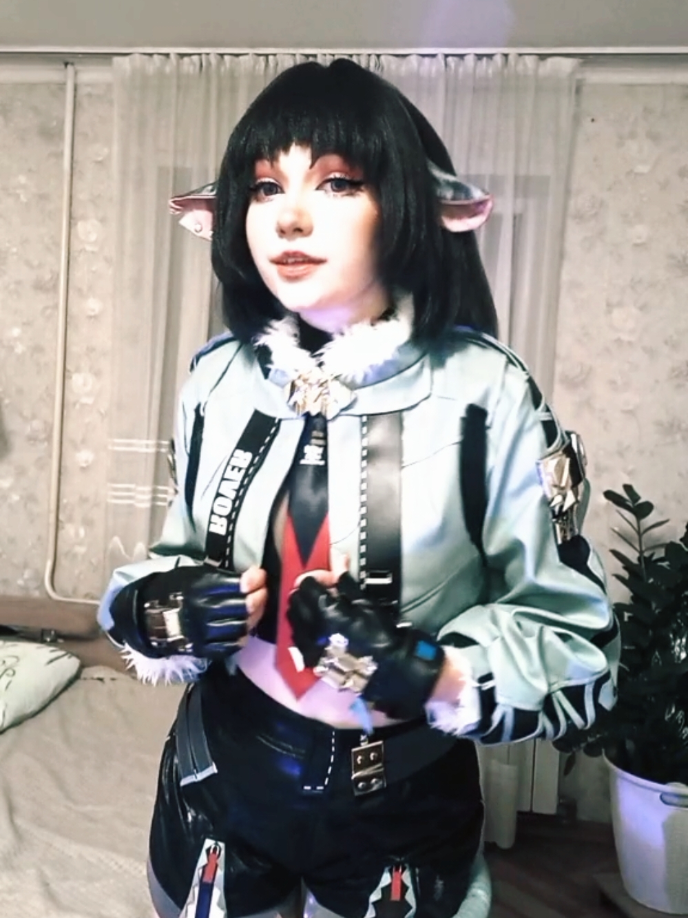 cosplay of Jane Doe, you know where there is more of it💖 #zzz #zzzero #cosplay #janedoe #janedoeridethecyclone #game #girl #cute #anime #waifu 