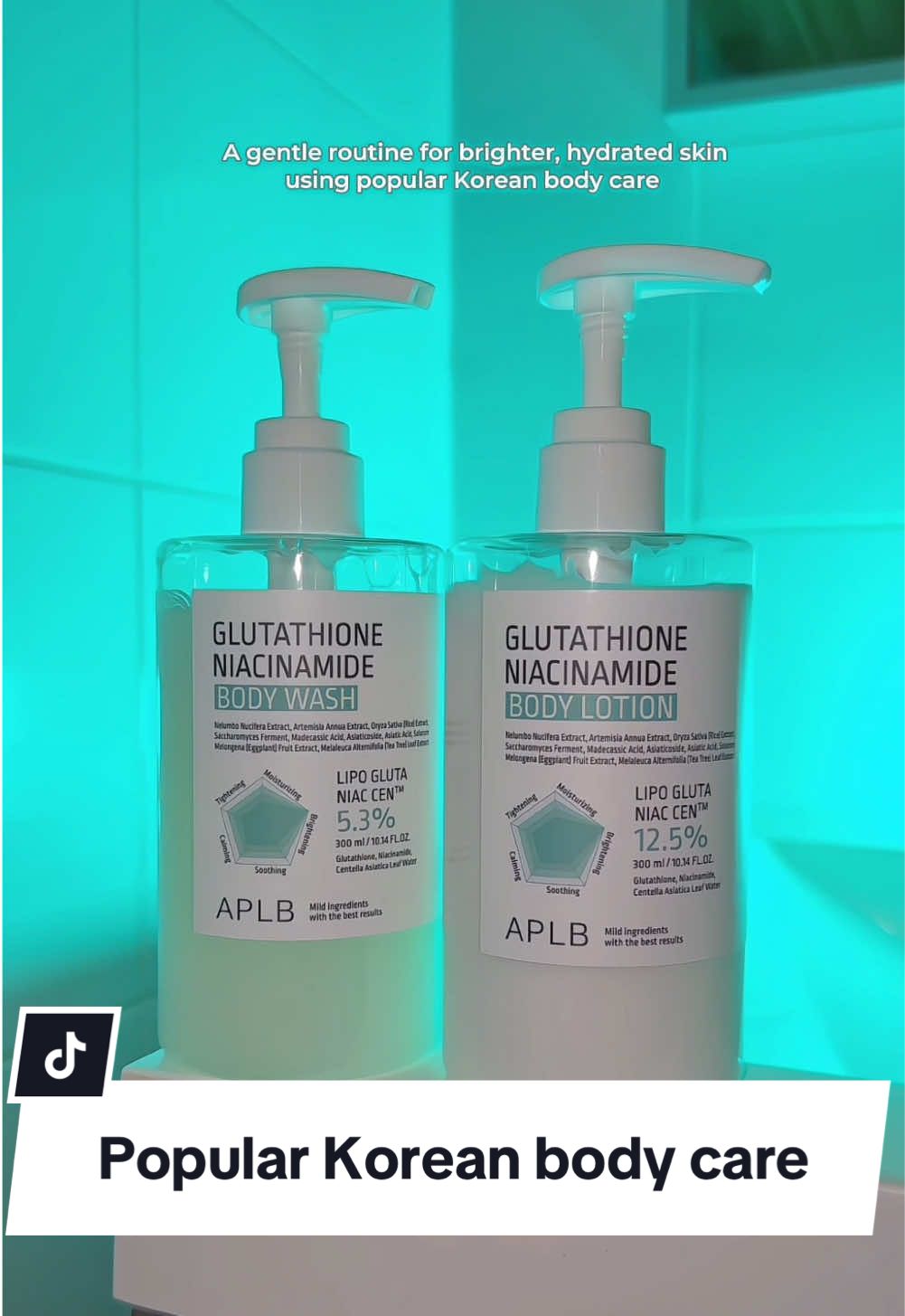 🩵Korean Body Care Routine with APLB 🩵 Looking for an affordable yet effective body care routine? This duo from Korea is packed with powerhouse ingredients like Glutathione, Niacinamide, and Centella Asiatica Extract to brighten, soothe, and hydrate your skin. ✨ Step 1: Glutathione Niacinamide Body Wash •	Gentle, fragrance-free formula perfect for sensitive skin. •	Creates soft, deep-cleansing bubbles that exfoliate while maintaining moisture. •	Helps reduce back acne, brightens the skin, and leaves it hydrated without tightness. ✨ Step 2: Glutathione Niacinamide Body Lotion 	•	Lightweight, fast-absorbing lotion that hydrates without feeling sticky or greasy. 	•	Soothes irritation and smooths the skin with Korean Centella Asiatica extract. 	•	Enhances radiance, reduces blemishes, and strengthens your skin barrier. 🩵 Pair them together for a double brightening and hydrating effect! 🛍️ Available on YesStyle with reward code TANYATS1 for 2-5% off, even on top of a coupon.  *PR @APLB Global Official  #aplb #aplbglobal #kbeauty #koreanskincare #glutathione #niacinamide #bodywash #lotion #bodycare #skincareroutine #sensitivefriendly #hygieneroutine 