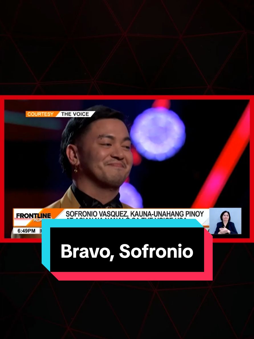 Big win ngayon ang pagkakapanalo ng Filipino singer na si #SofronioVasquez sa season 26 ng #TheVoiceUSA. Siya ang kauna-unahang Pilipino at Asian na nanalo sa nasabing kompetisyon.  #FrontlinePilipinas  #News5 #EntertainmentNewsPH 