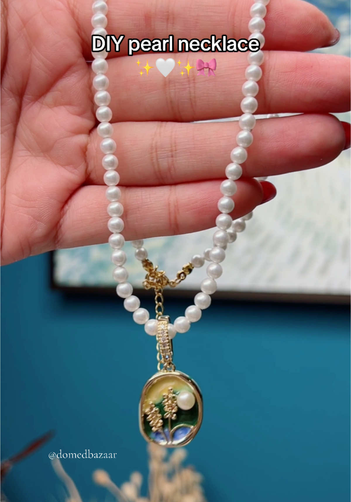 MJ900426🥰#pearlnecklace #diynecklace #pearljewelry #pendants #fyp #handmadejewelry 