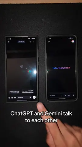 it's kinda fascinating seeing two ai models talk to each other lol #chatgpt #gemini #ai #s24ultra #pixel8pro #samsung #googlepixel #teampixel #tech #techtok #techdude99 