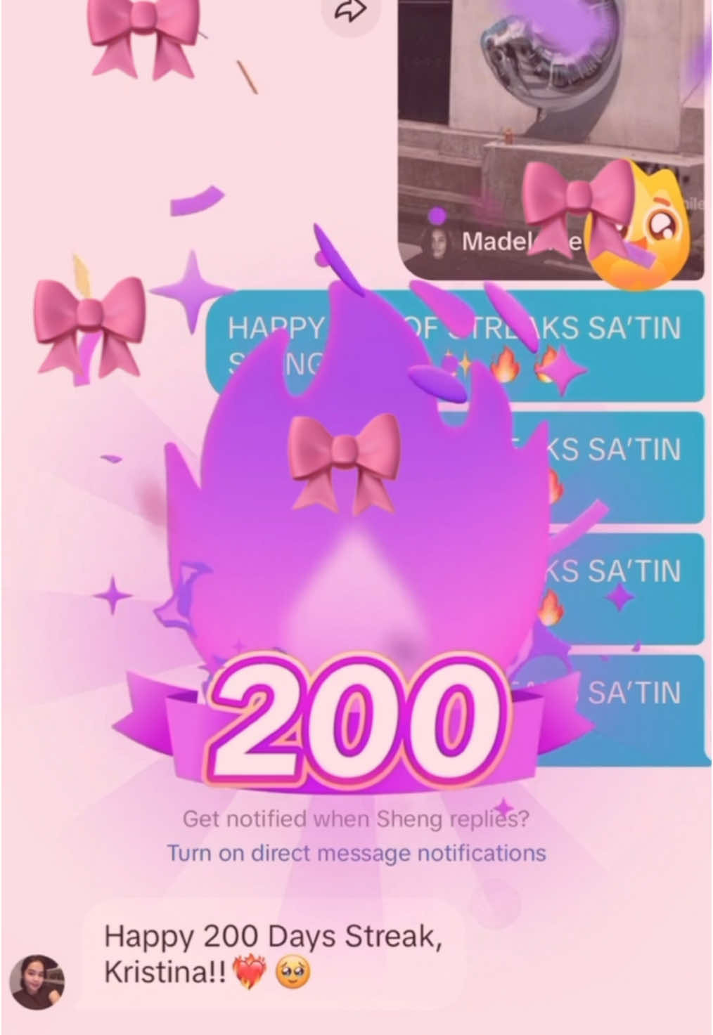 Another badge unlocked!!! 😭💗✨🥳🔥🔥🔥 #streak #200streak #og #purple #streaksaver 