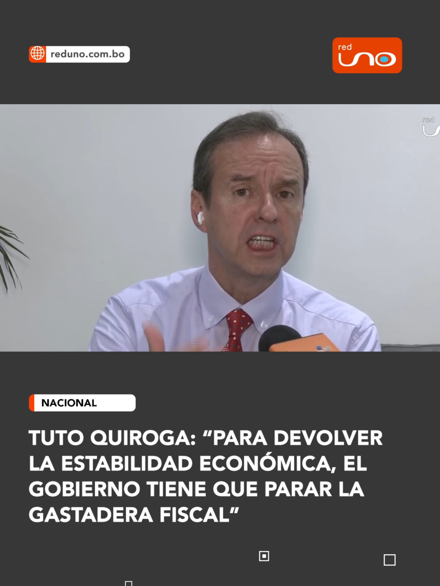 #Notivisión |  Para recuperar la estabilidad económica del país, Tuto Quiroga afirmó que el Gobierno: “Tiene que parar la gastadera fiscal”. ▶️ Más información en www.reduno.com.bo 🔗 Más información en @redunotv, link en bio  #RedUno #TutoQuiroga #Economía #Estabilidad