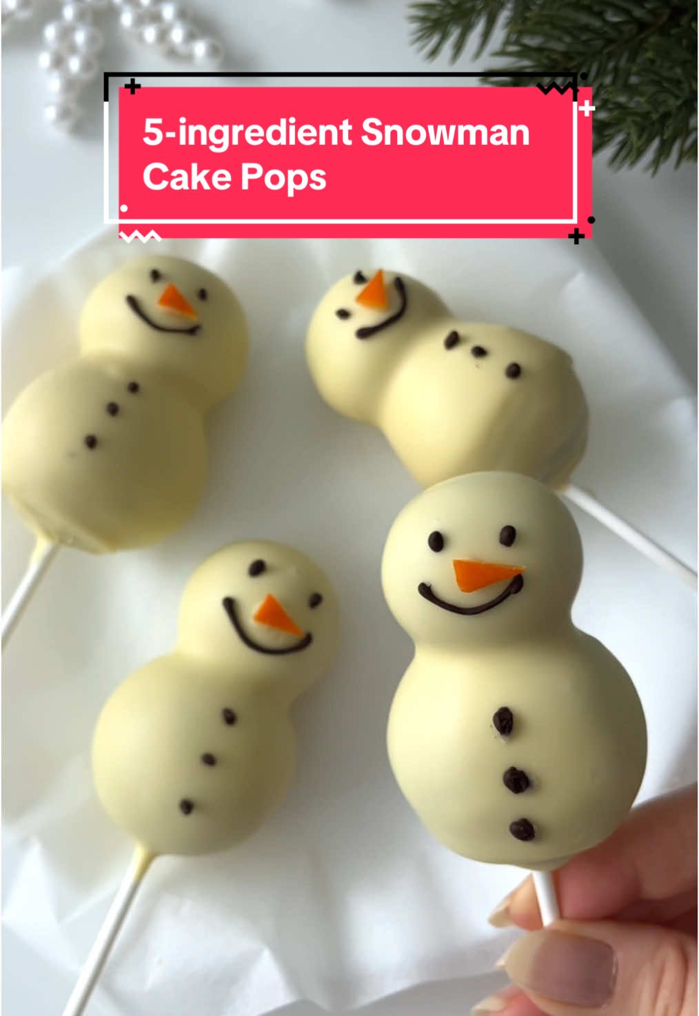 Day 11 of my Recipe Advent Calendar: 5-ingredient Snowman Cake Pops⛄️🎄 These are such a fun & yummy dessert idea for the holidays😋✨  • More recipes in my Ebook which has 100 healthy & easy recipes, link is in my profile🥰 The Ebook is also a fun gift idea for a friend or a family member❤️ • This recipe makes about 4 big snowman cake pops: 3.5 oz. / 100g cream cheese 15 Oreo-style cookies • Toppings: White chocolate, melted Dark chocolate, melted Something orange for the nose, I used persimmon • 1. Place the cookies into a food processor or blender and pulse until fine crumb 2. Roll into balls. Make 4 bigger balls and 4 smaller ones. Dip the tip of each cake pop stick into the melted white chocolate, then stick in the big cake balls, dip the tip of the sticks again and add the smaller balls on top. Place on a plate lined with parchment paper 3. Let set in the freezer for 1 hour 4. Dip in melted white chocolate. Use melted dark chocolate to make the eyes, mouth & buttons, and a piece of persimmon for the nose. 5. Store in the fridge! • • #christmasrecipes #christmasrecipe #christmasdesserts #christmastreat #cakepops #easydessert #easydesserts 