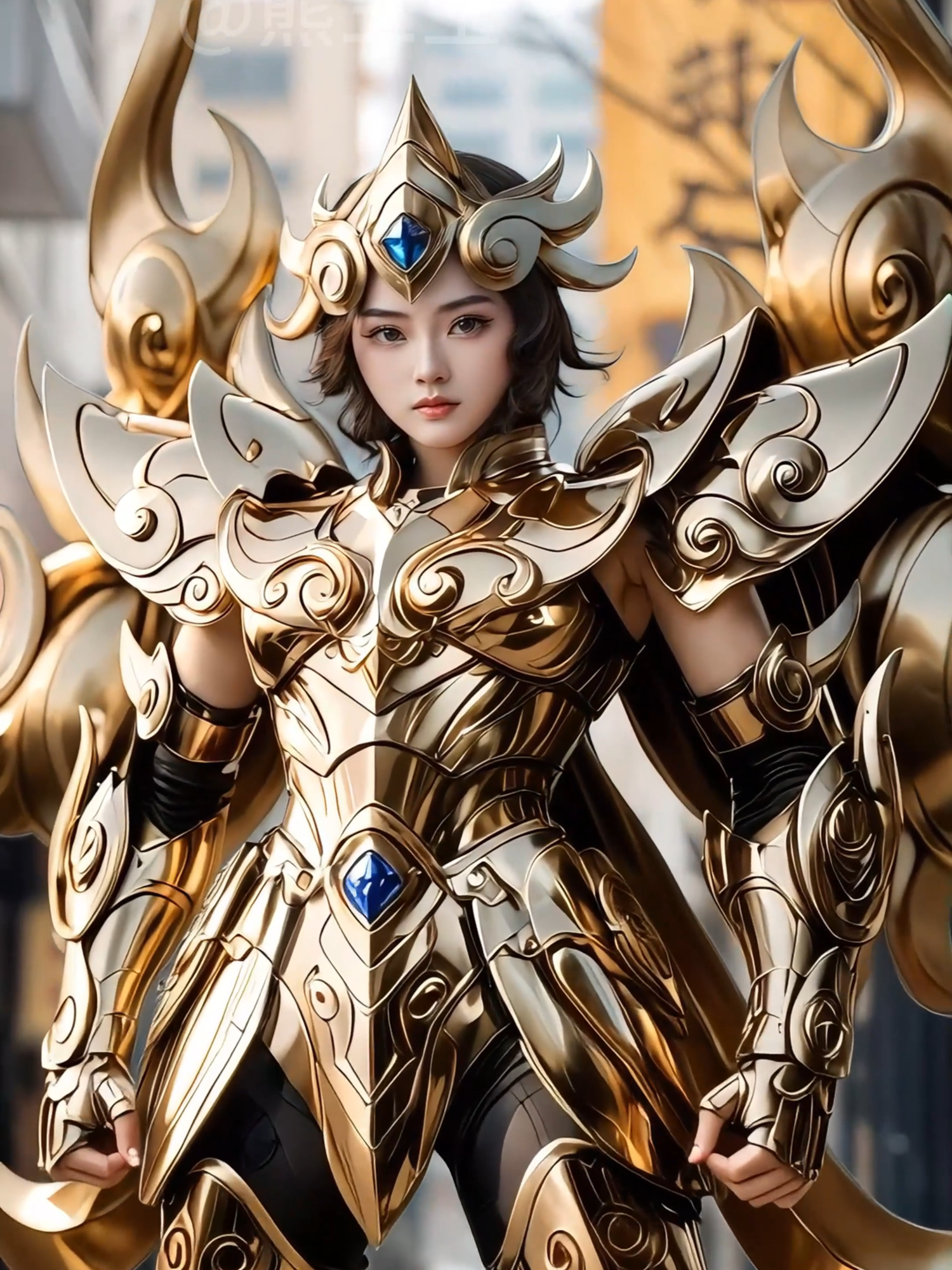 Leo god golden cloth wearing #saintseiya #cosplay #ai