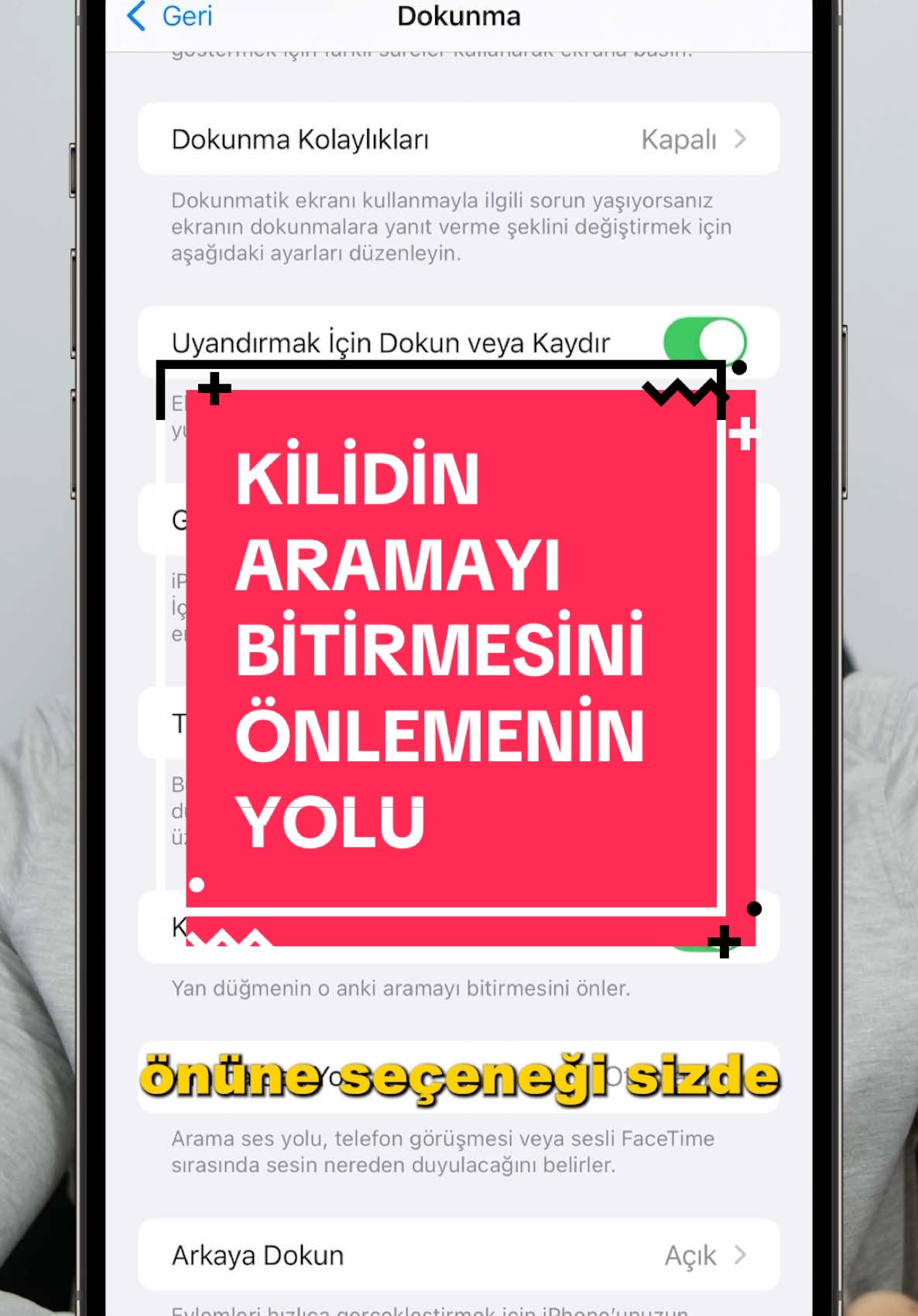 iPhone'da Ekran Kilidi Tuşunun Arama Sonlandırmasını Engelleme! 📱❌ iPhone kullanıcıları, bazen gelen aramaları açtıktan sonra telefonlarını kulağımıza götürdüğümüzde, yanlışlıkla ekran kilidi tuşuna basabiliyoruz ve bu da aramanın otomatik olarak sonlanmasına sebep olabiliyor. 😓 Bu sorunu çözmek için yapmanız gerekenler oldukça basit: Ayarlar uygulamasına gidin. Erişilebilirlik seçeneğine tıklayın. Dokunma bölümüne girin. Burada 