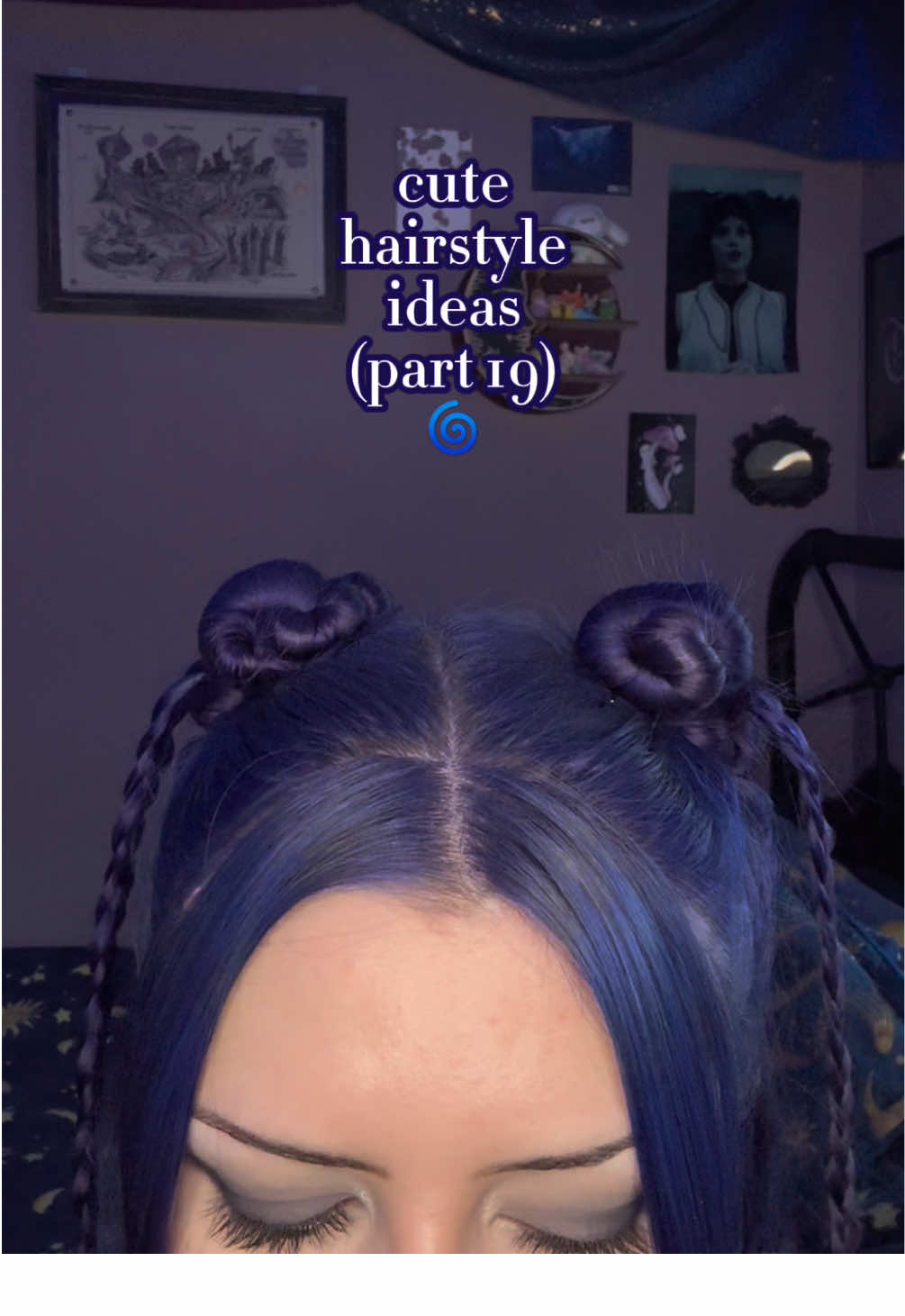 Thank u for all the love on my recent hairstyles it means the world 🌀🔮🐈‍⬛ ~ #hairstyle #hairstyles #hairstyleideas #hairstyeinspo #hairstyletutorial #hairtok #hairtutorial #hairinspo #dyedhair #bluehair #purplehair #fyp #foryoupage #trending   