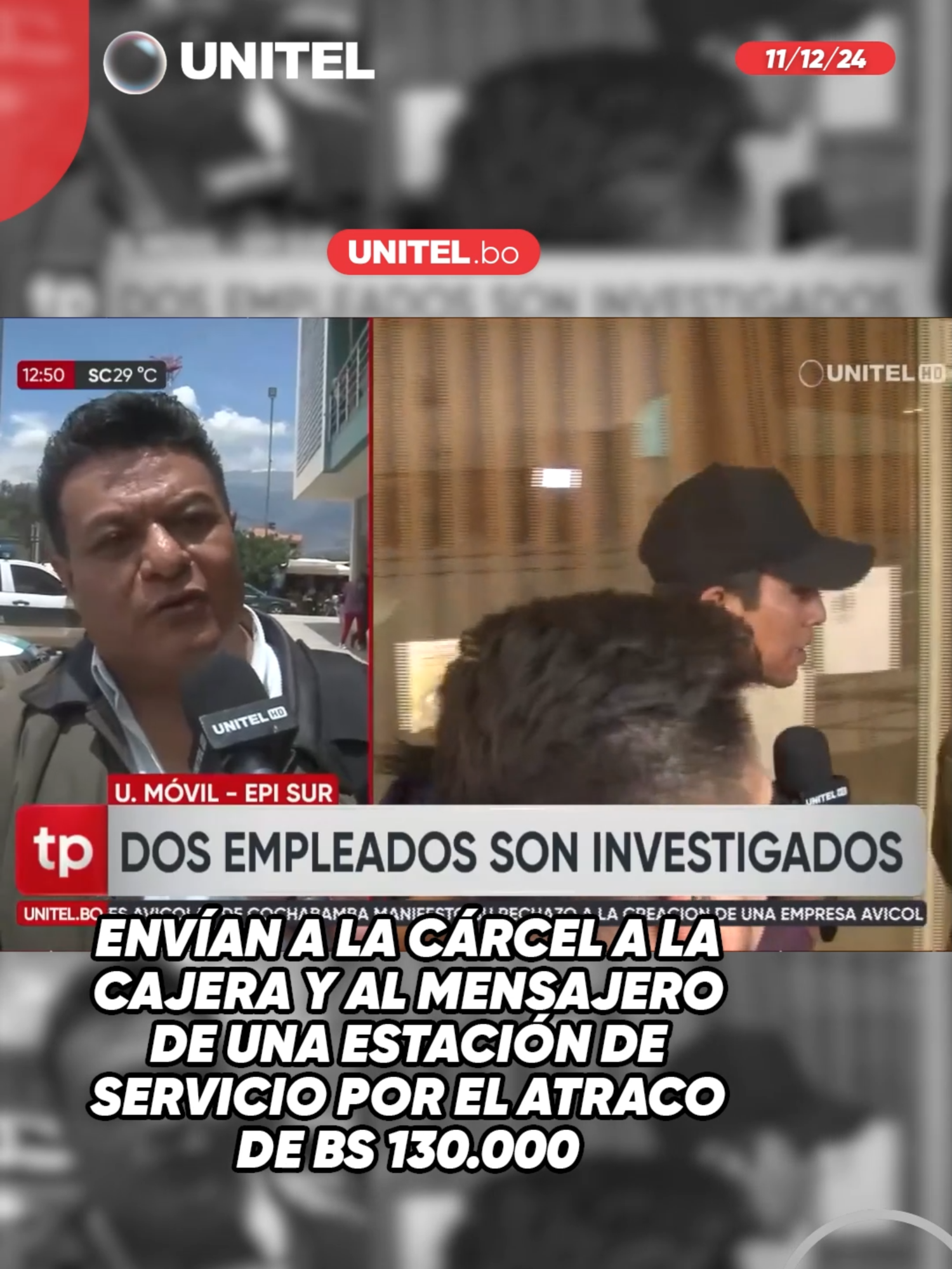 Envían a la cárcel a la cajera y al mensajero de una estación de servicio por el atraco de Bs 130.000 #seguridad #unitel #noticias #surtidor #asalto