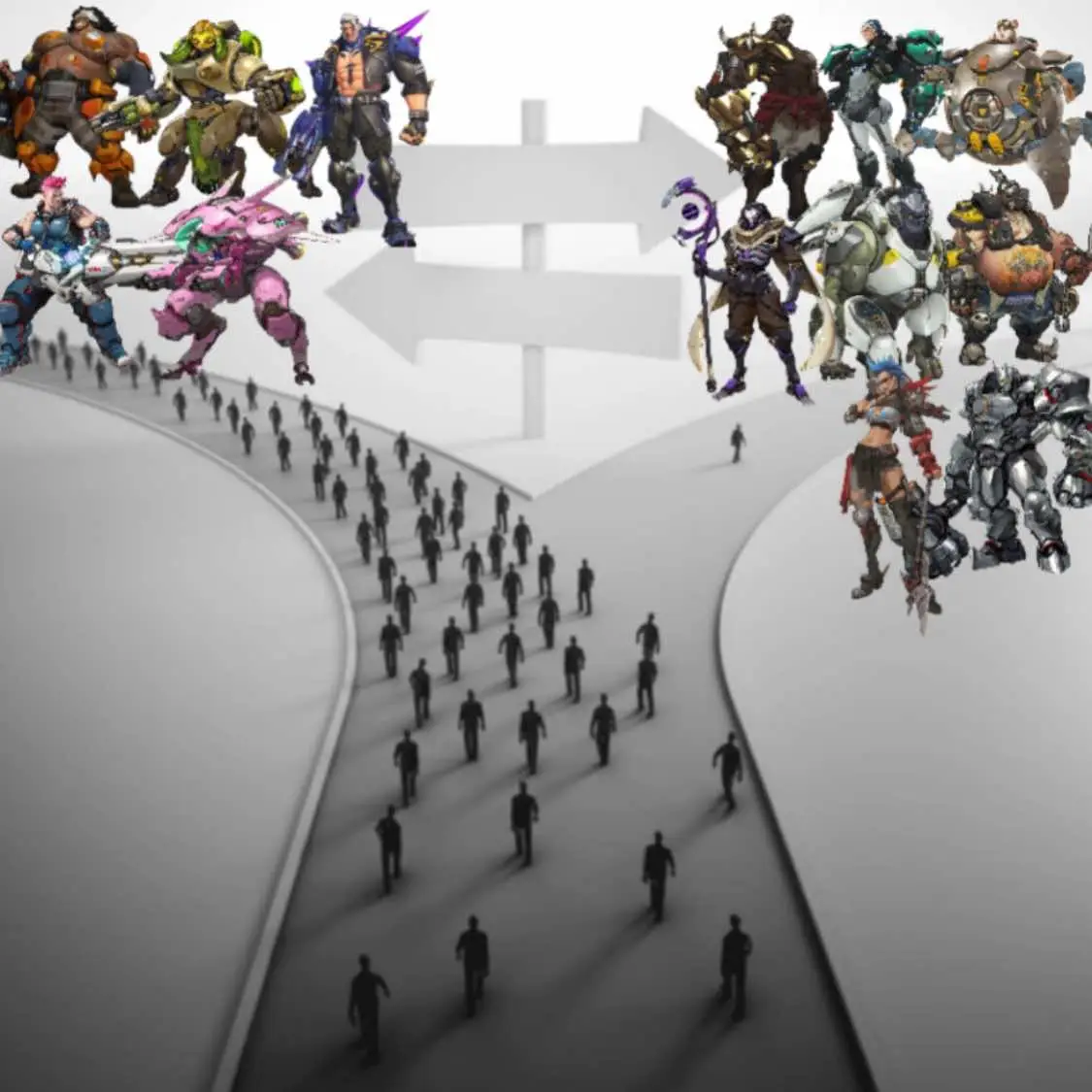 two paths, only one is good (it's on the right)#overwatch2 #overwatchme #ow2 #fyp #slideshow #goviral #overwatch #foryouu #tracer #reaper #hanzo #genji #soldier76 #doomfist #wrekingball #ramattra #mercy #moira #lucio #dva #kiriko #lifeweaver #junkrat #