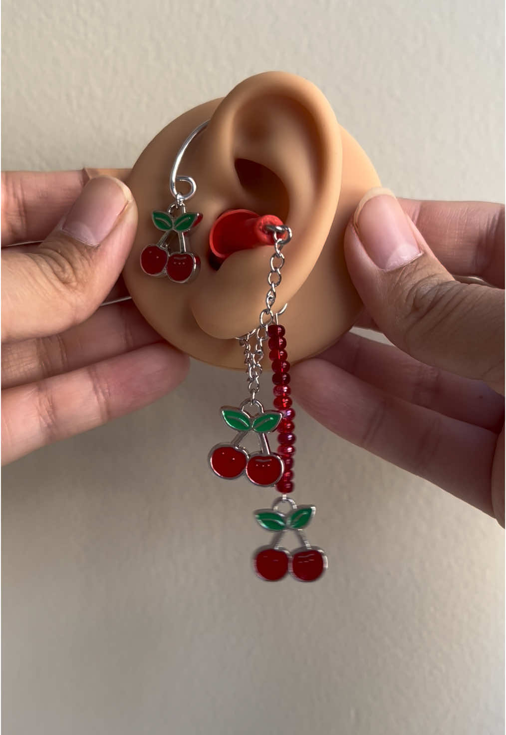 Cherry custom order 🍒❤️ #handmade #earcuffs #earplugs #earplugjewelry #uniquejewelry #functionaljewelry 